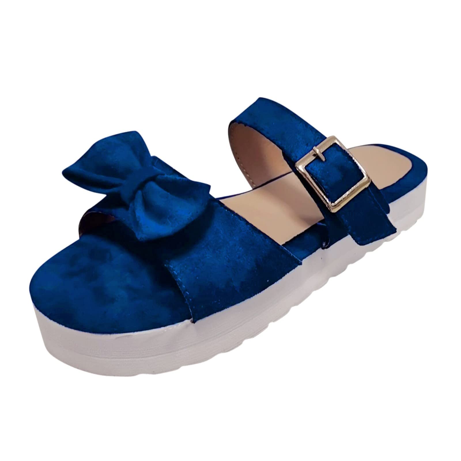 White Platform Sandals with Bowknot Toe | Summer Beach Wedge Sandals for Women | Plus Size Ladies Fashion Footwear | Perfect for Vacation, Poolside & Casual Outings