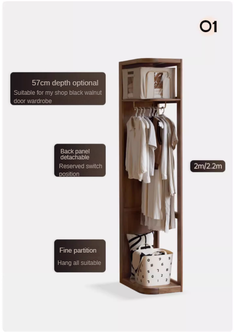 Premium Black Walnut Solid Wood Wardrobe & Storage Cabinet - Spacious Closet Organizer for Bedroom, Living Room, and Office