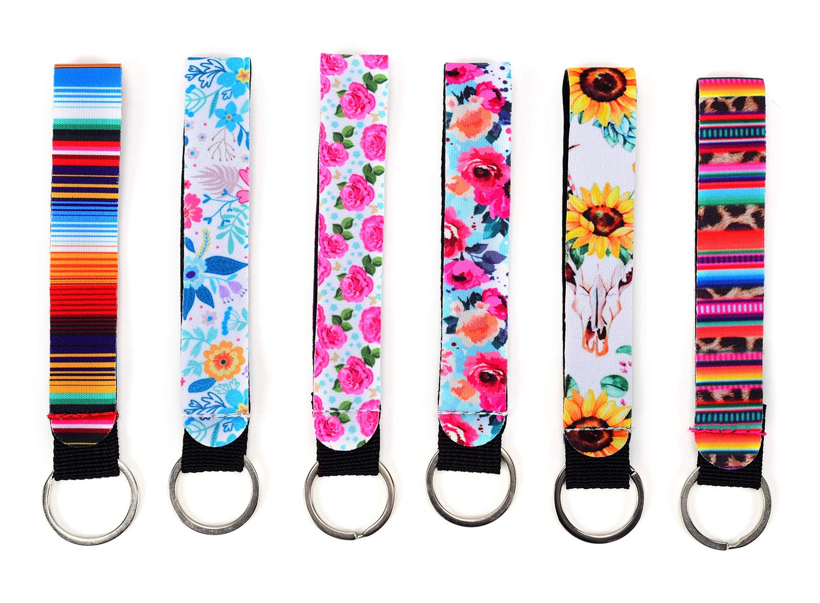 Koboome 6 Pack Wristlet Lanyard Keychain Set - Adjustable Wrist Strap for Keys, ID Badges & Small Essentials - Stylish Key Holder for Women & Girls - Perfect for Work, Gym, Travel & Everyday Use