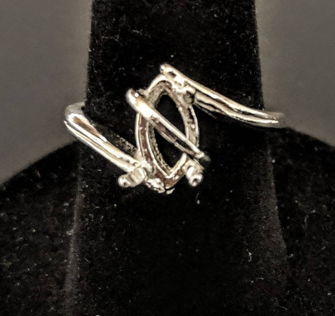Solid Sterling Silver or 14kt Gold 12x6mm Marquise Cut Pre-Notched Blank Ring Shank Setting - Size 7 (163-500) - Perfect for Jewelry Making, Engagement Rings & DIY Craft Projects