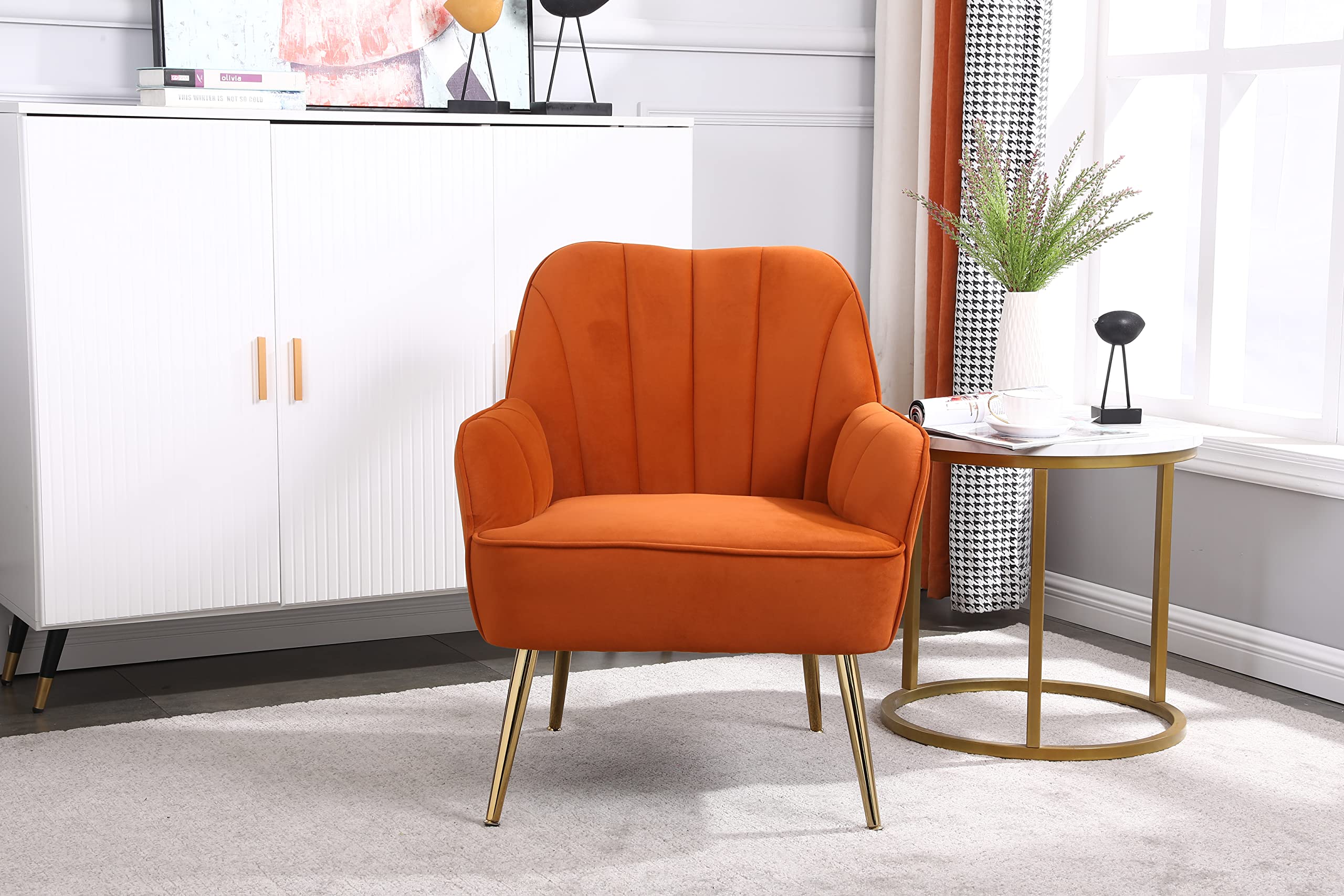 Modern Accent Chair - Upholstered Armchair with Golden Legs for Living Room, Bedroom & Home Office - Perfect for Reading, Relaxing & Stylish Decor