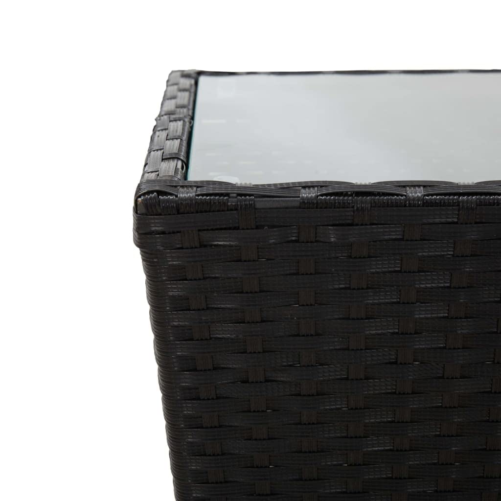 Outdoor Rattan Coffee Table with Tempered Glass Top - 16.3