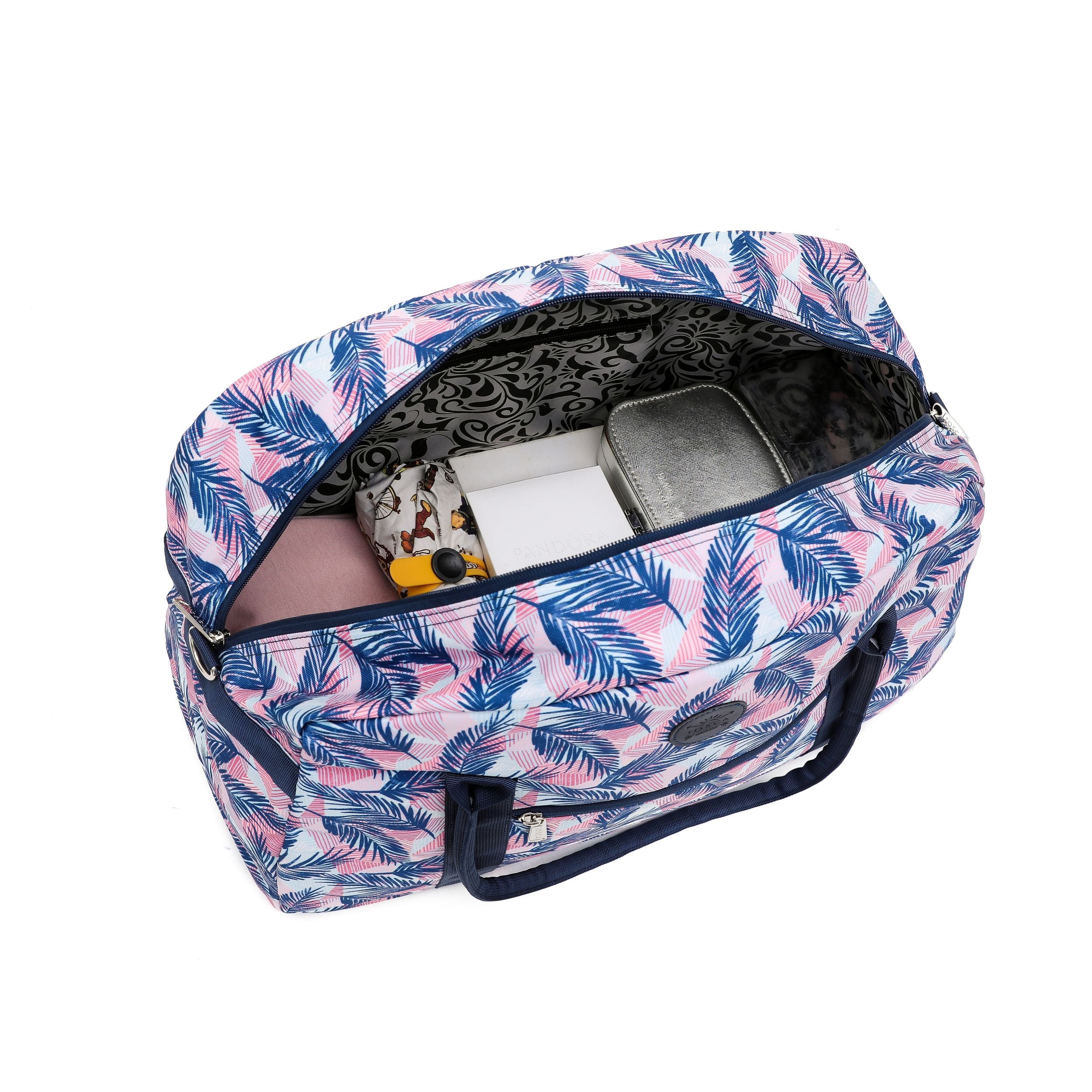 Tosca TCA935 Fashion Tote Duffle Bag for Women - Coral Ferns Print, Stylish Travel Gym Bag for Work, Beach & Weekend Getaways