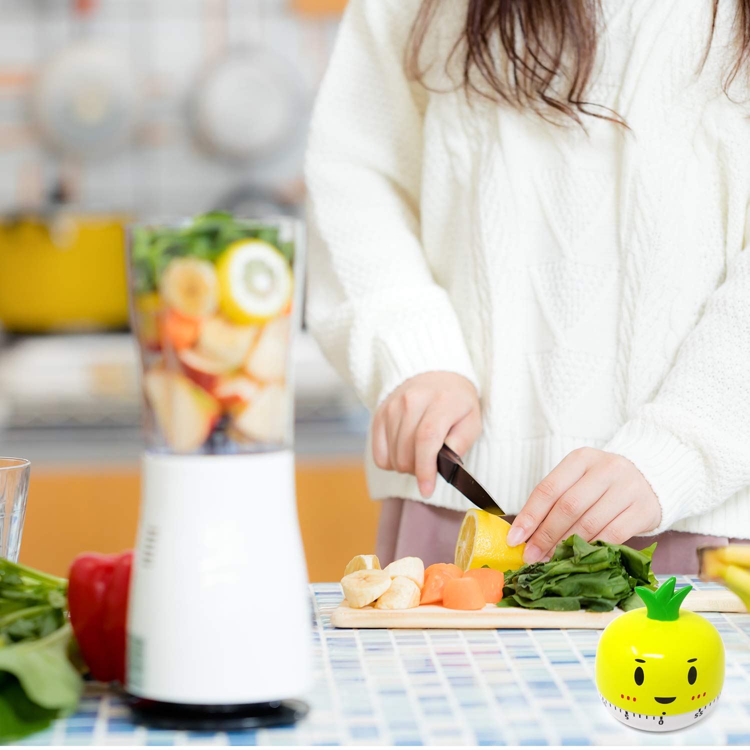 Yueton 60-Minute Cute Vegetable-Shaped Kitchen Timer - Mechanical Cooking Alarm Clock for Baking, Home Decor & Office Desk Accessory (Perfect for Cooking, Baking, Classroom & Gift Giving)