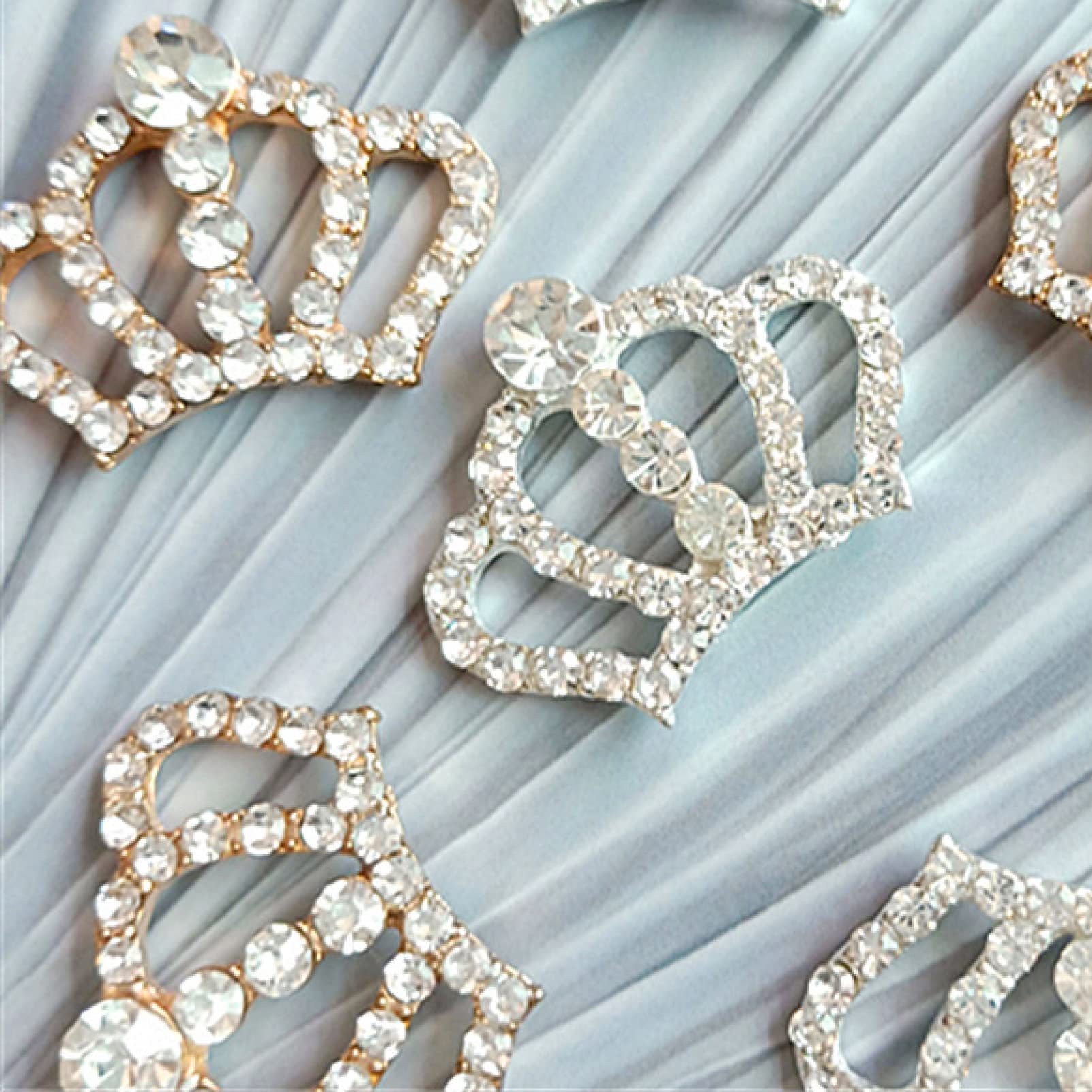 10Pcs Elegant Silver Crystal Crown Buttons for Wedding Invitations, DIY Scrapbooking & Craft Decorations - Perfect for Bridal Accessories, Gift Wrapping & Home Decor Projects