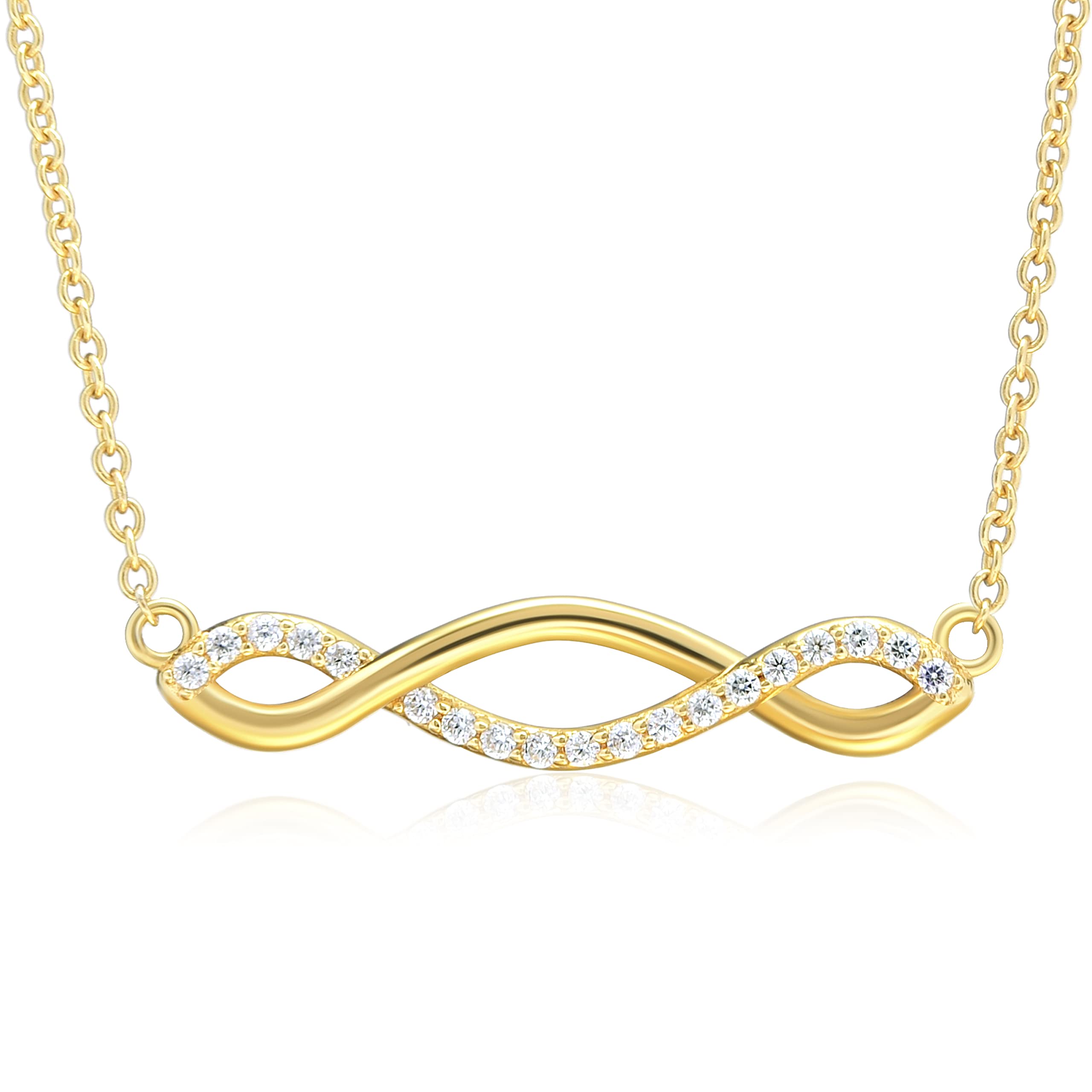 18K Gold Infinity Pendant Necklace for Women - Dainty Diamond 5A Cubic Zirconia Fine Jewelry, Mother's Day Gift, Anniversary Present - Perfect for Date Nights, Weddings & Special Occasions