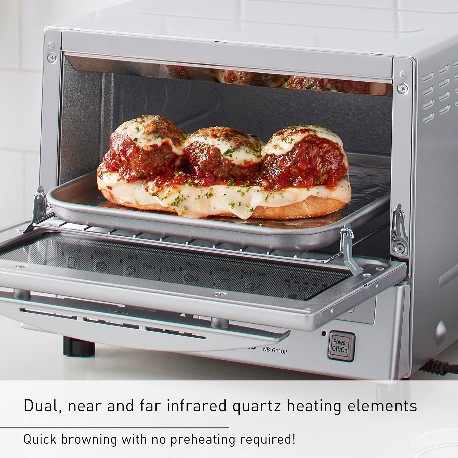 Panasonic FlashXpress Toaster Oven - 1300W Countertop Convection Oven with Double Infrared Heating, Removable 9-inch Baking Tray, Compact Size (12x13x10.25