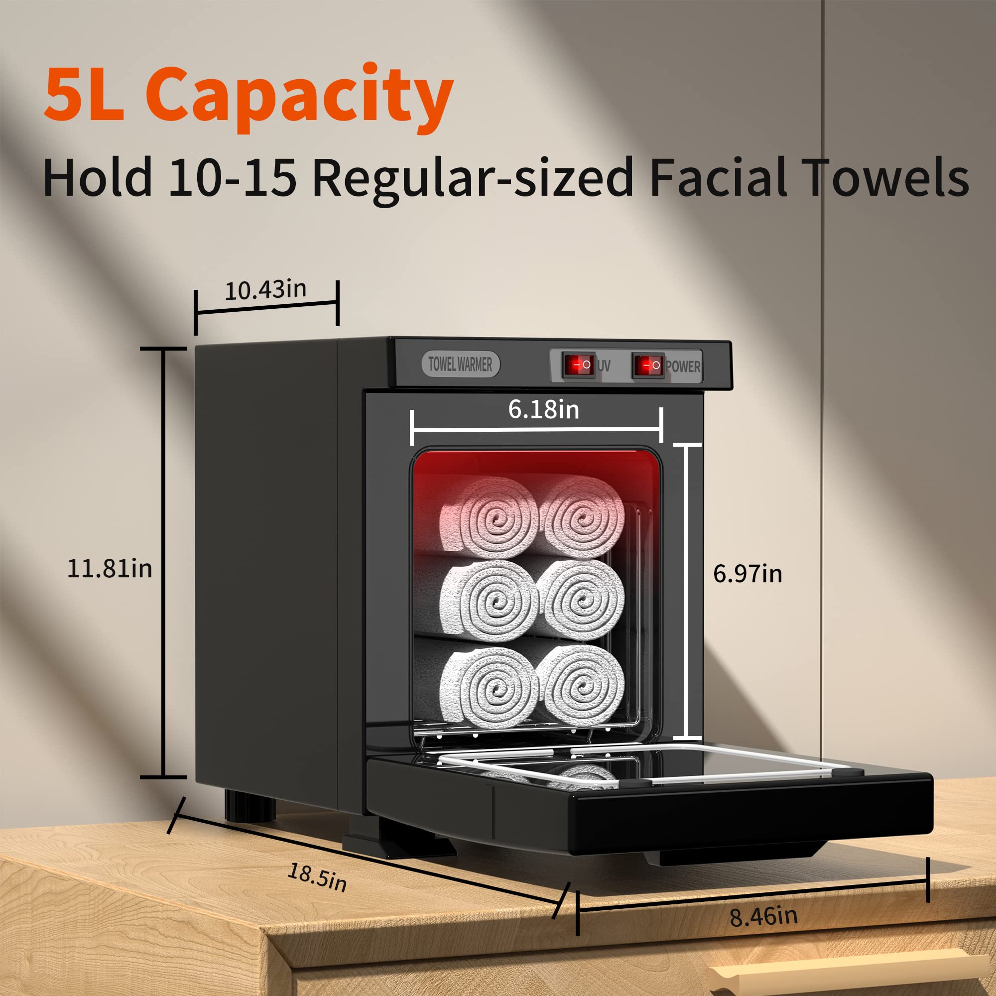 Premium 5L Mini Towel Warmer for Spa & Facial Care - Fast Heating Hot Towel Cabinet for Home Salon, Massage Therapy & Relaxation - Perfect for Facials, Manicures & Luxury Bath Experience
