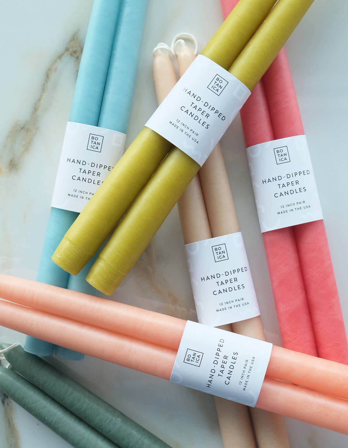 Hand-Dipped Taper Candles in Oatmeal Color - 12