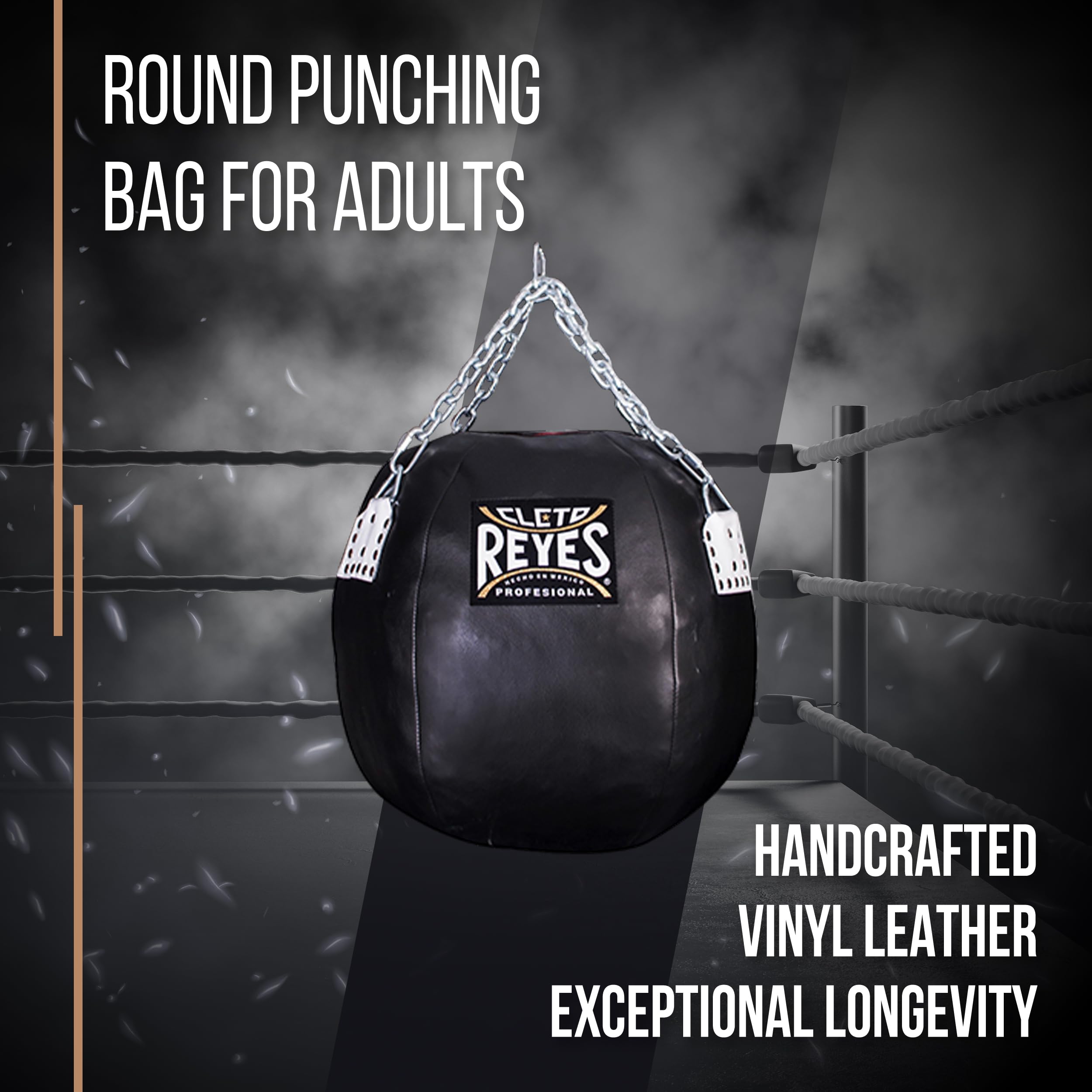 Cleto Reyes Heavy Punching Bag for Boxing Training - Professional MMA, Kickboxing & Muay Thai Equipment - Durable Vinyl Leather Construction (Black) - Perfect for Home Gyms & Martial Arts Studios