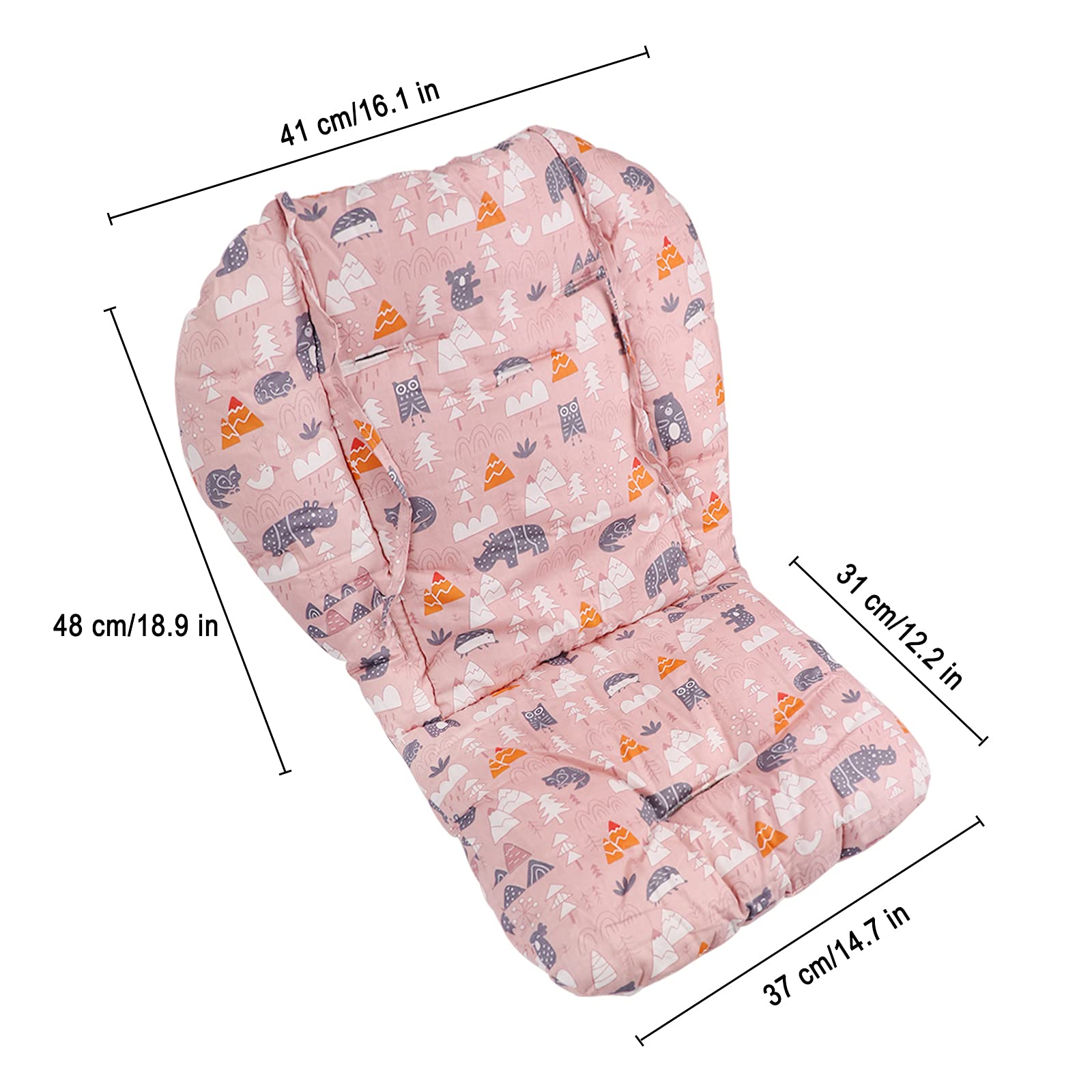 Longwuny High Chair Cushion Cover - Soft, Comfortable & Breathable Baby High Chair Pad - Pink Forest Animal Pattern for Safe & Cozy Feeding Time