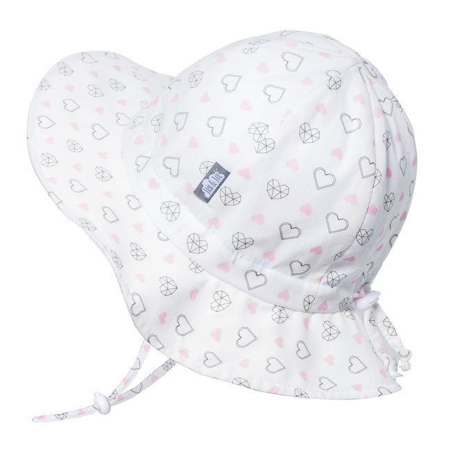Jan & Jul Cotton Floppy Sun Hat for Babies & Toddlers - Diamond Hearts Design - UV Protection Wide Brim Summer Beach Hat for Outdoor Play, Park, and Pool Days