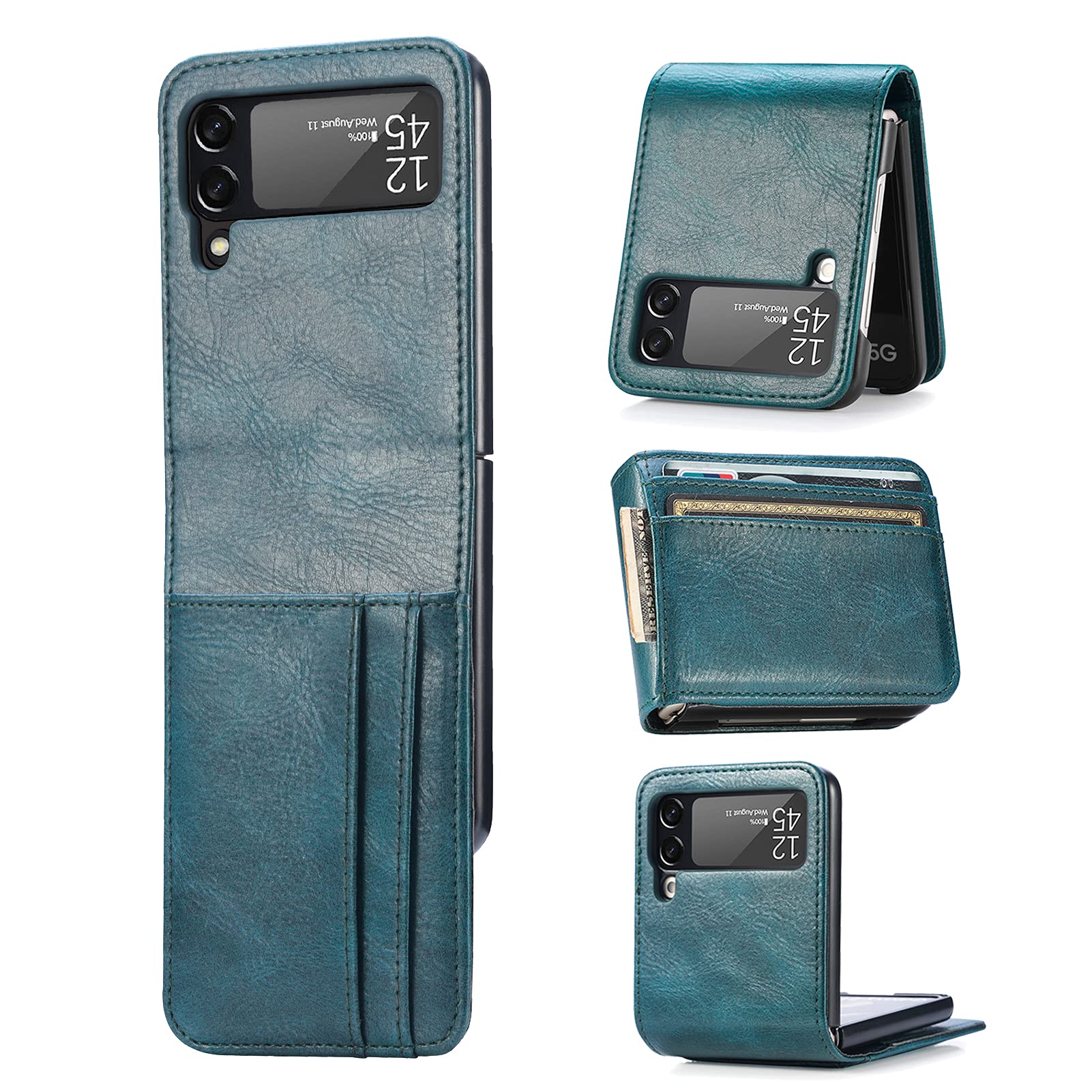 Premium Samsung Galaxy Z Flip 4 Wallet Case with Card Holder - Slim Protective Flip Phone Cover (Blue) | Perfect for Everyday Use, Travel & Hands-Free Convenience