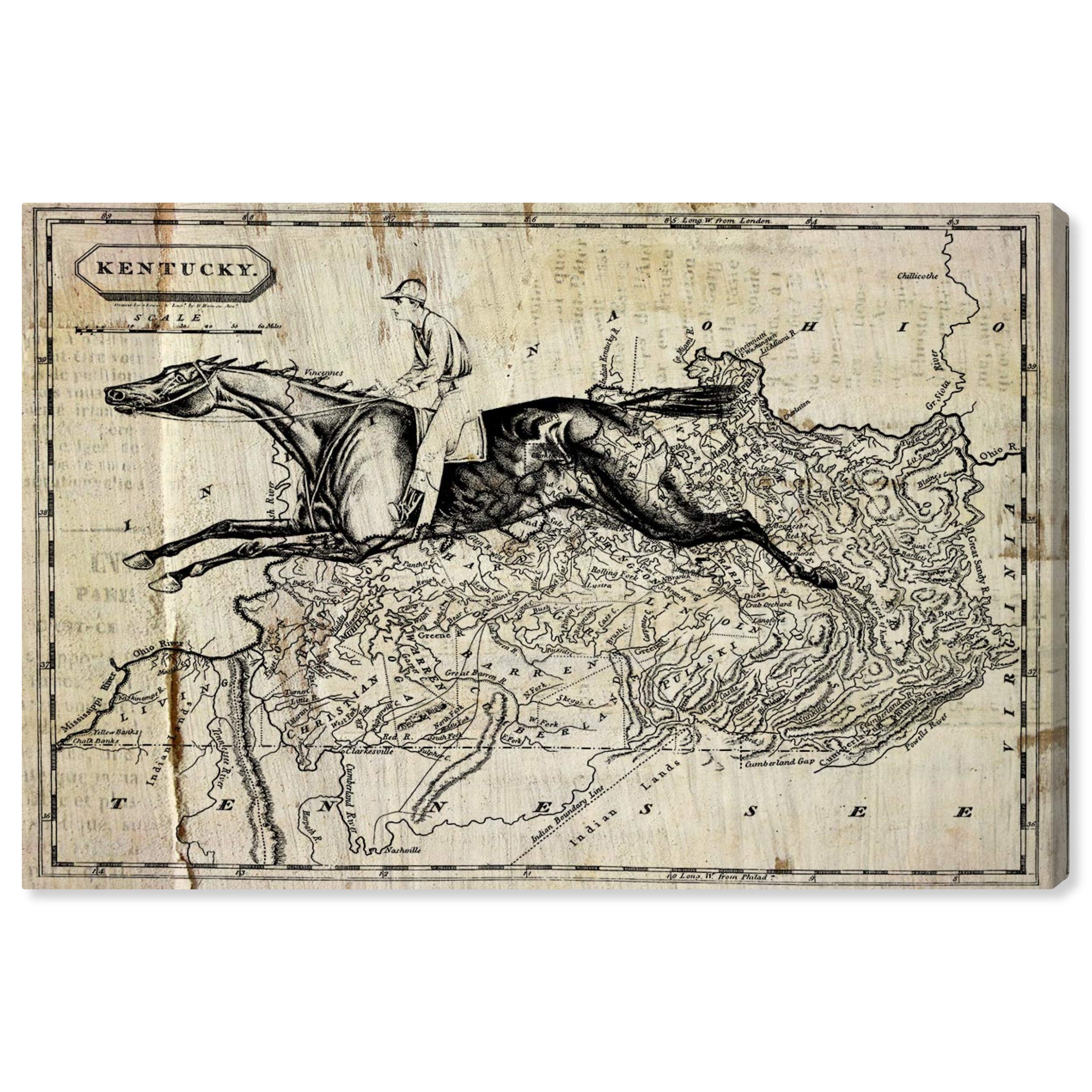 Oliver Gal Artist Co. Kentucky's Horse Wall Art Canvas Print - 36x24 Inches, Brown & Black, Modern Animal Home Decor for Living Room, Bedroom & Office