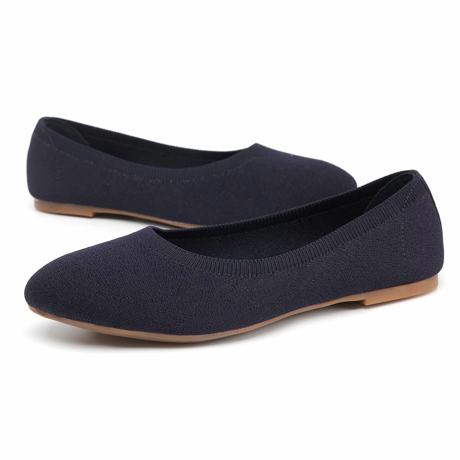 Konhill Women's Classic Pointed Toe Ballet Flats - Soft Knit Slip-On Dress Shoes for Work, Office & Wedding | Comfortable & Stylish Women's Flat Shoes