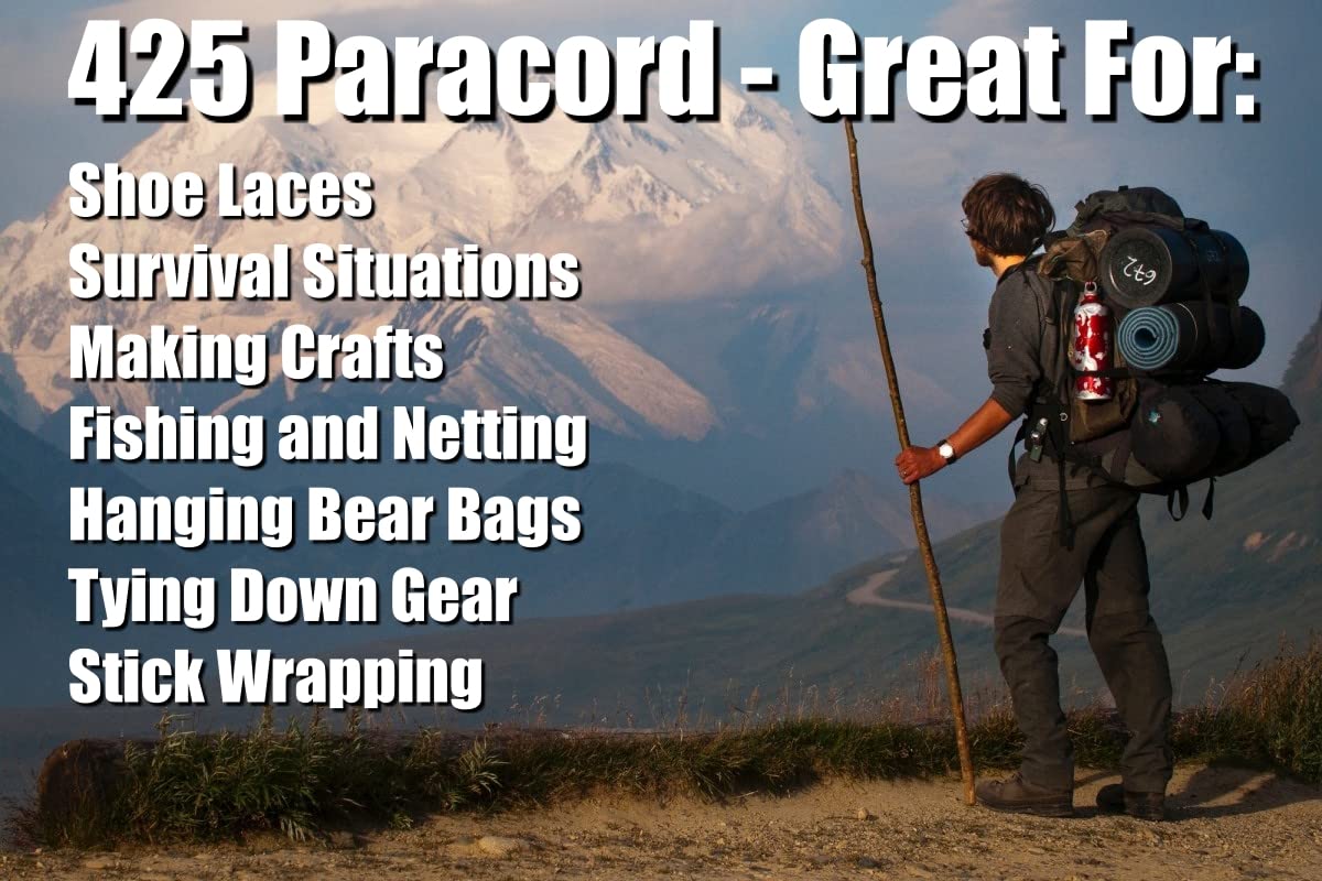 BORED? PARACORD! BOREDPARACORD Brand 425 lb Strength Paracord Rope - Solar Orange for Outdoor Survival, Camping & DIY Crafts