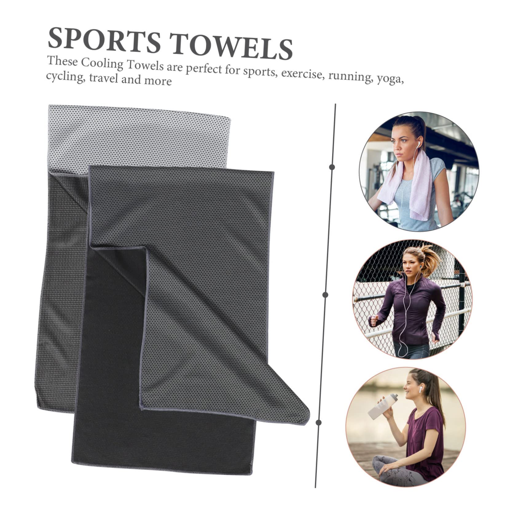 GAROZATION 4-Pack Cooling Sports Towels - Instant Cold Sweat Towel for Workout, Gym, Running & Outdoor Activities - Breathable Fiber Cooling Towel for Hot Weather & Exercise
