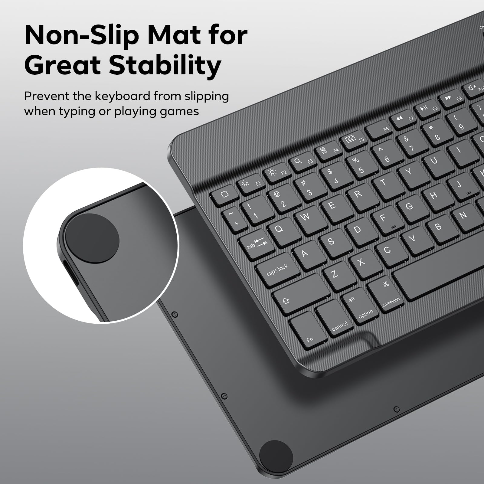 OMOTON Wireless Bluetooth Keyboard - Rechargeable Backlit LED Keyboard for iPad Pro, Air, Mini | Compatible with Apple iPad Tablets | Perfect for Home, Office & Travel Use (Black)