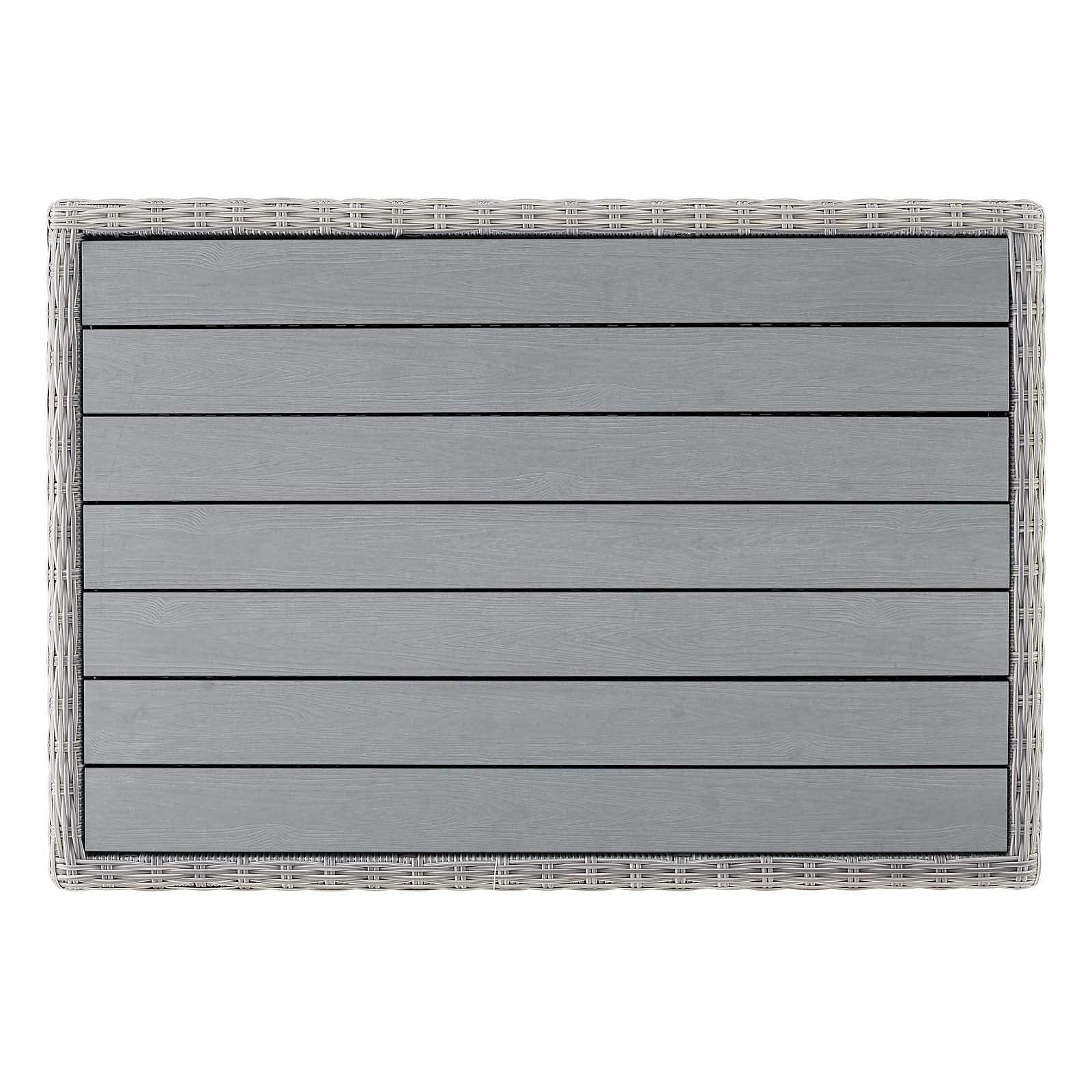 Modern Grey Rattan Wicker Rectangular Coffee Table for Outdoor Patio, Balcony & Bistro - Perfect for Lounging, Entertaining & Relaxing in Your Garden or Backyard