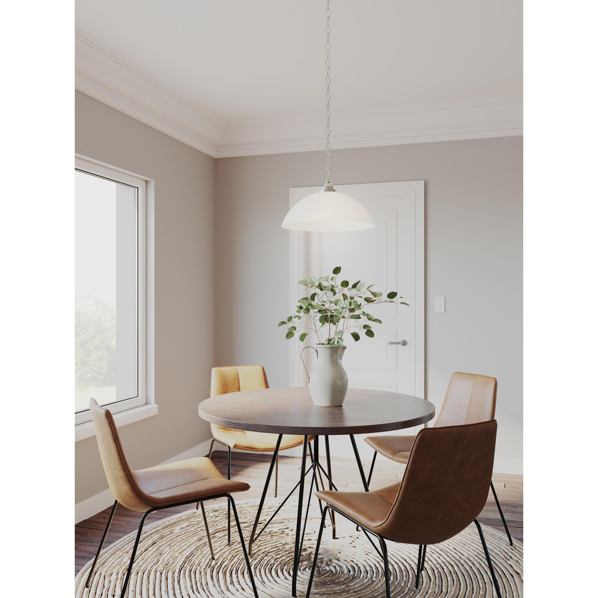Vintage Dome Pendant Light Fixture - Single Bulb Hanging Chandelier for Dining Room, Kitchen Island & Bedroom Lighting