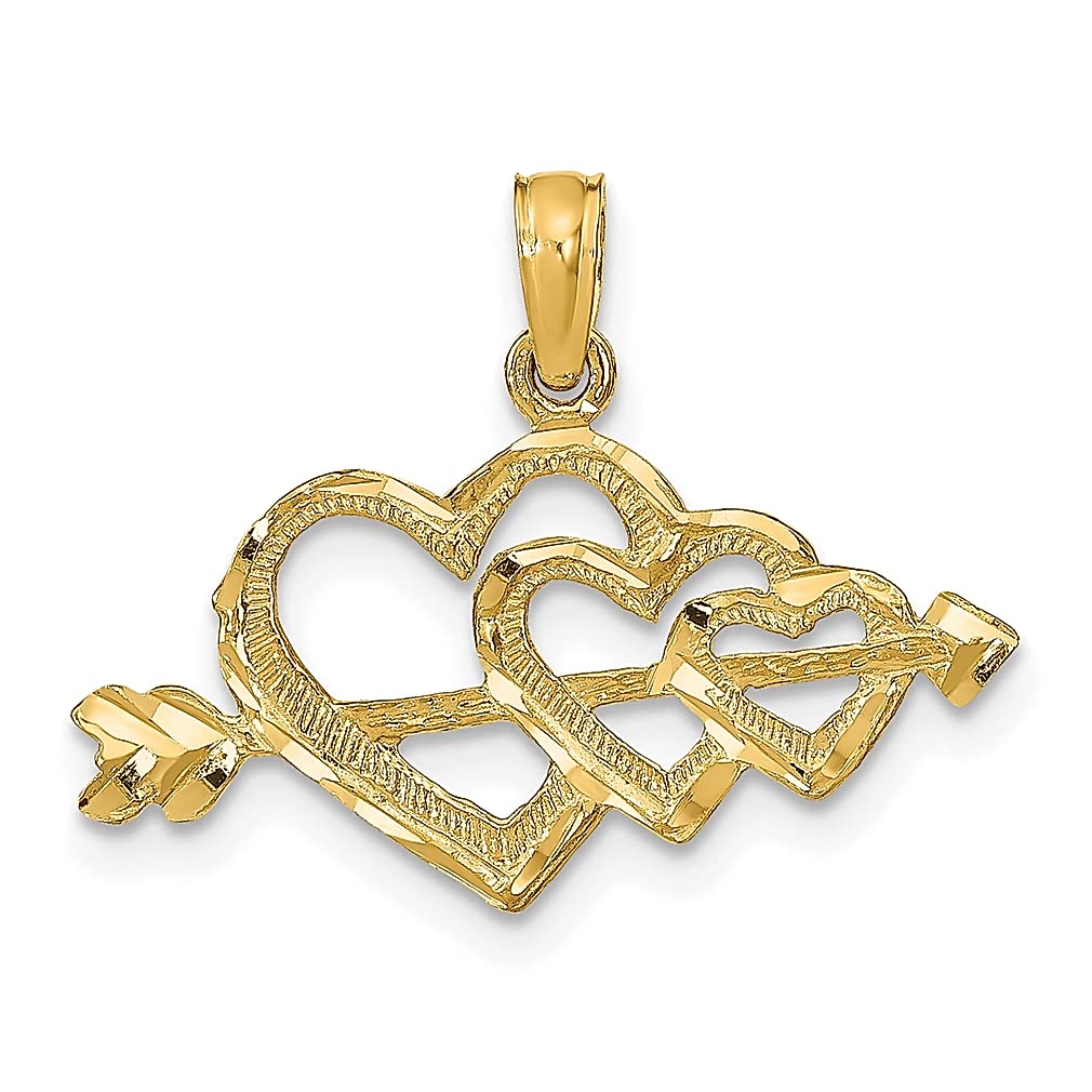 14K Yellow Gold Heart Arrow Pendant Necklace for Women - Dainty Love Charm Jewelry Gift for Her, Perfect for Valentine's Day, Anniversary, Birthday & Romantic Occasions