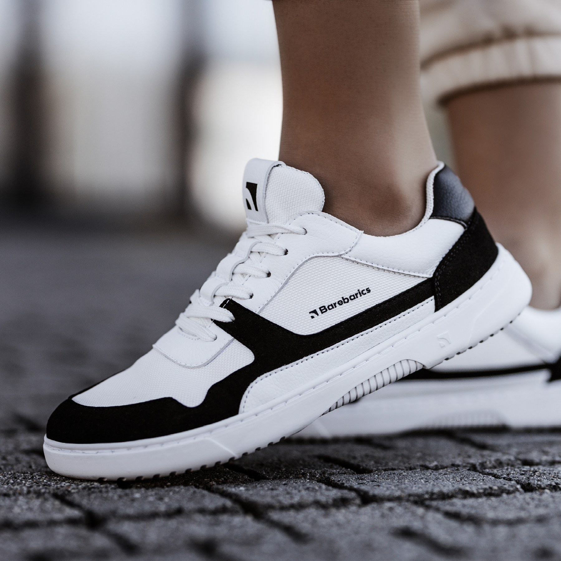 Barefoot Sneakers Barebarics Zing - White & Black Minimalist Shoes for Men & Women | Lightweight & Flexible for Running, Walking & Gym Workouts