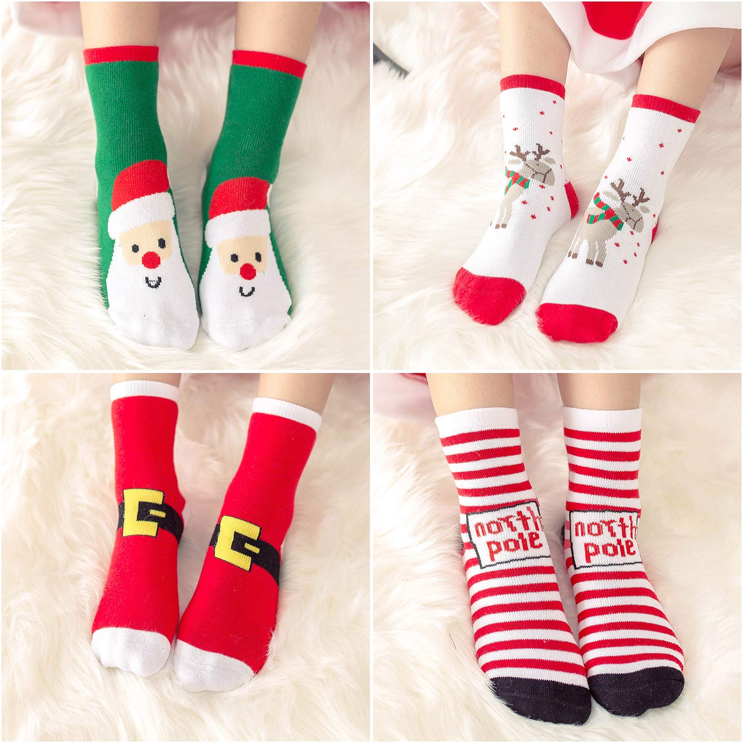 HowJoJo Boys & Girls Christmas Socks - Kids Warm Winter Thermal Cotton Crew Socks for Holiday Gifts, School & Family Gatherings