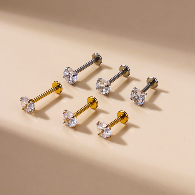 16G 6mm 7mm Stainless Steel Lip Stud Labret Back Earrings - HSPJ845 | Body Jewelry for Piercing, Cartilage, Nose & Lip Rings | Perfect for Everyday Wear & Special Occasions