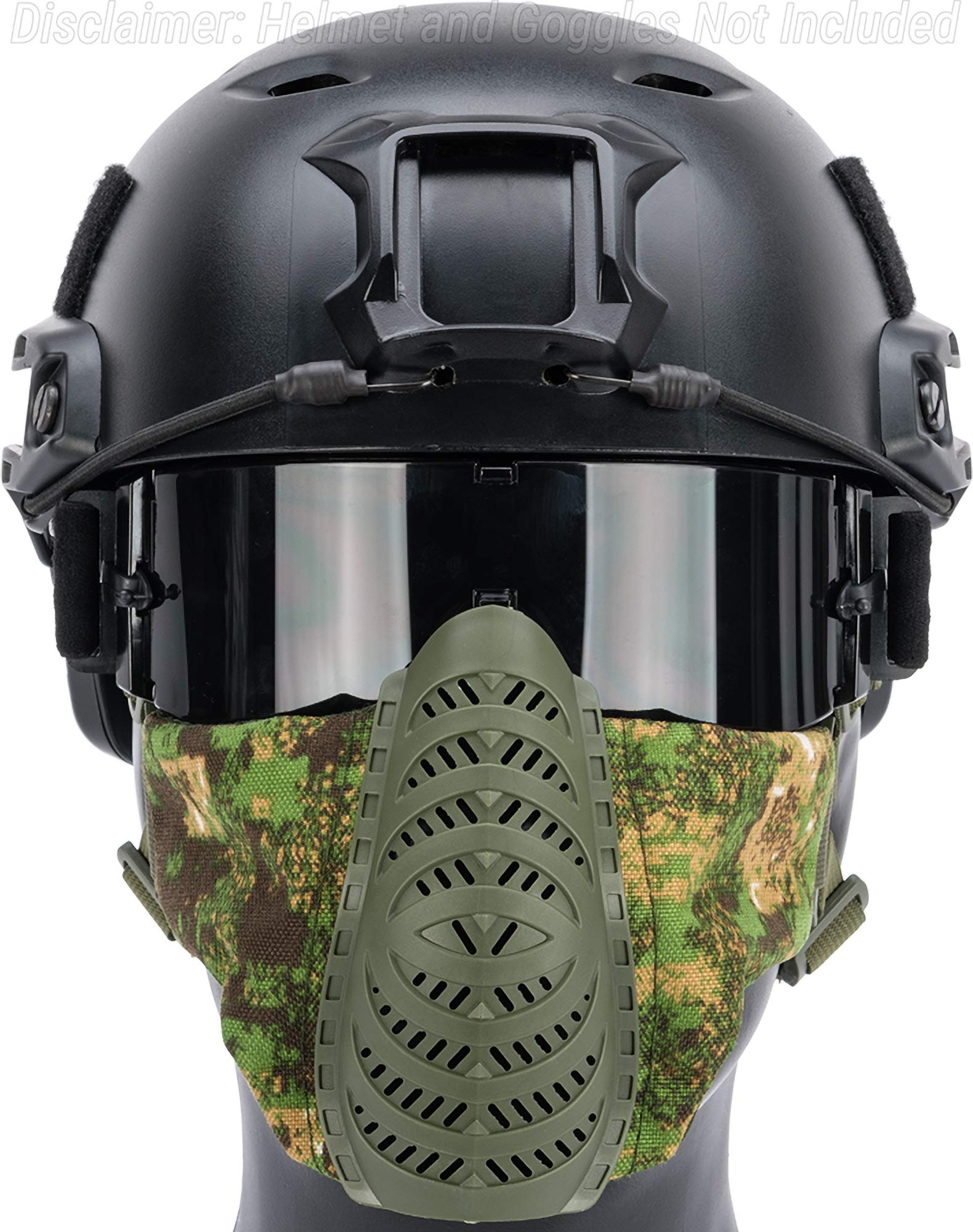 Matrix Low Profile Tactical Padded Airsoft Face Mask - Pencott Greenzone | Half Face Protection for Airsoft & Tactical Training | Comfortable & Durable Design for Outdoor Sports & Military Simulation