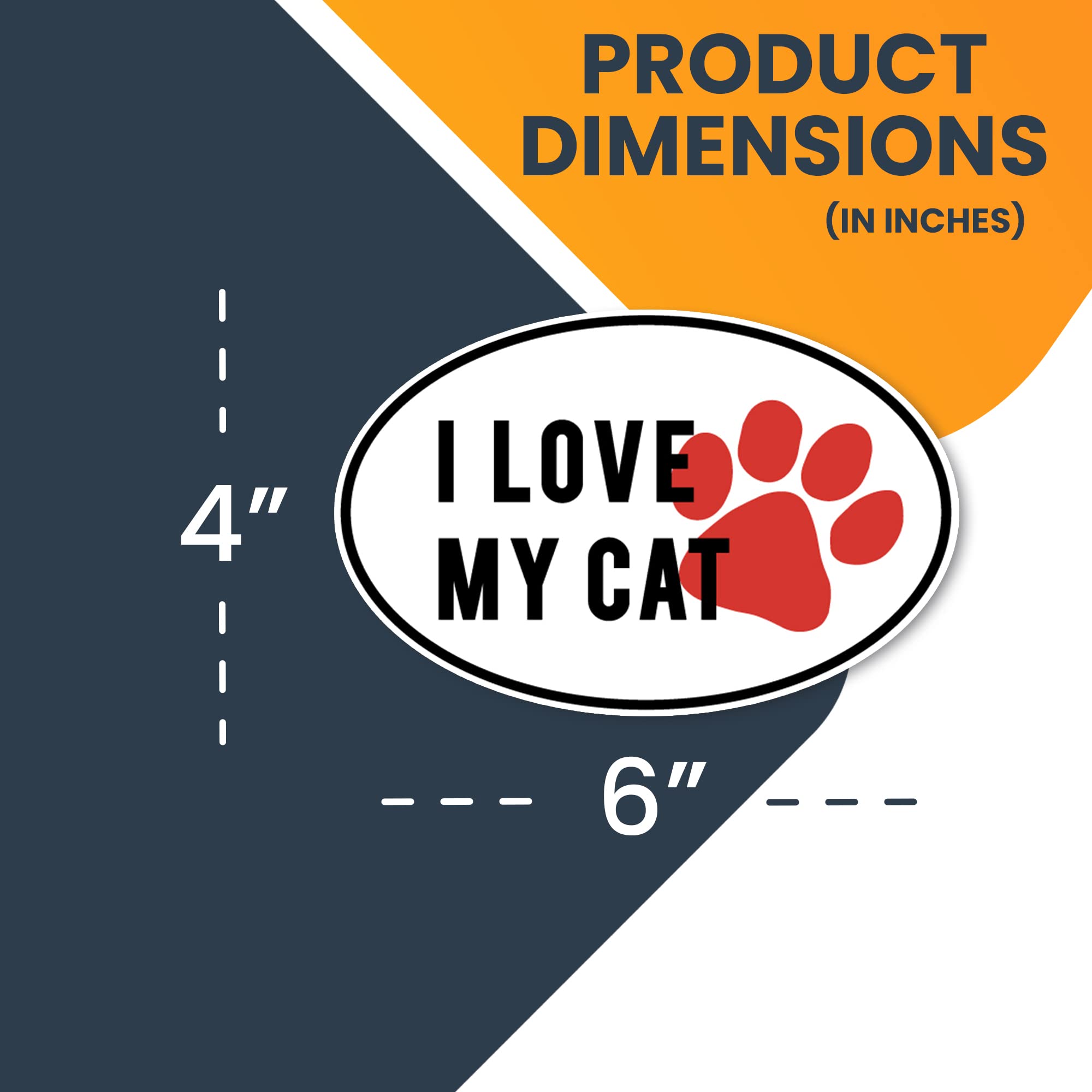 I Love My Cat Black & White with Red Paw Print Oval Car Magnet - 4x6 Inch Heavy Duty Automotive Decal for Truck, SUV, Van - Perfect for Pet Lovers & Vehicle Decoration
