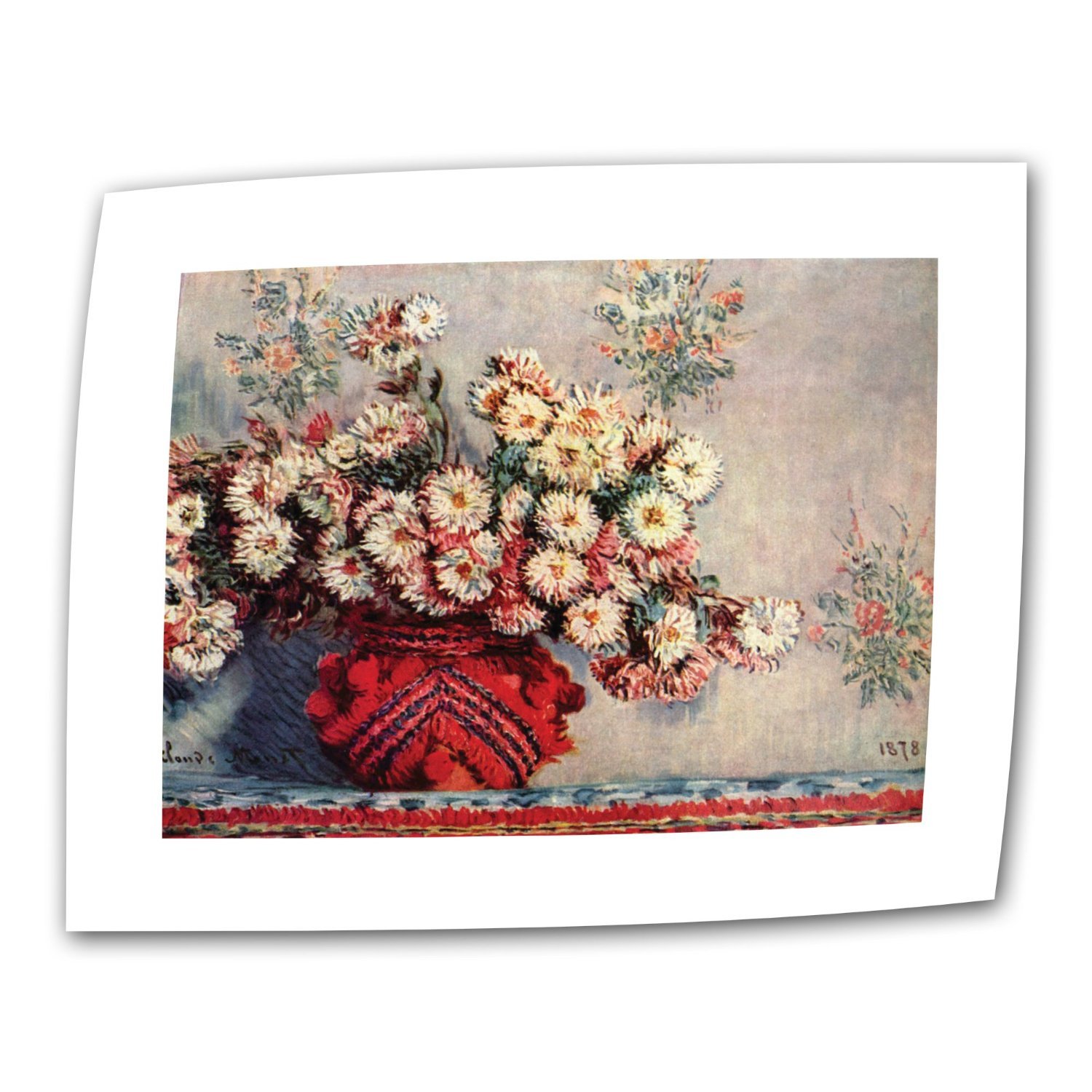 Claude Monet Art Wall Red Vase - 36x48 Inch Canvas Print with 2-Inch Border - Home Decor, Living Room Wall Art, Office Decoration