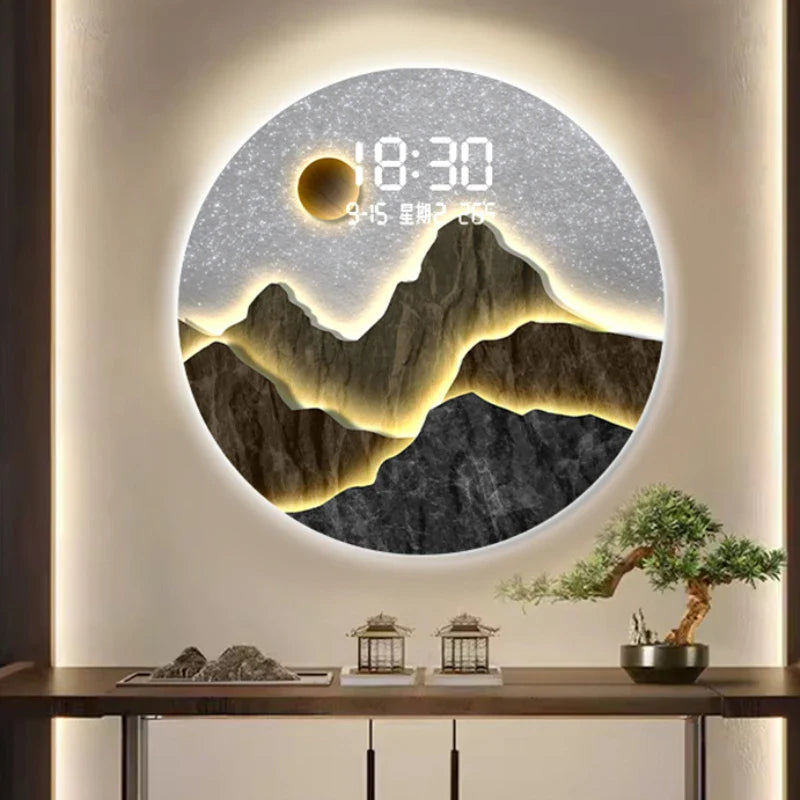 Nordic Wall Clock - Modern Minimalist Wooden Round Wall Clock for Living Room, Bedroom, Office - Silent Non-Ticking Quartz Movement - Perfect Home Decor Gift (12 inch)