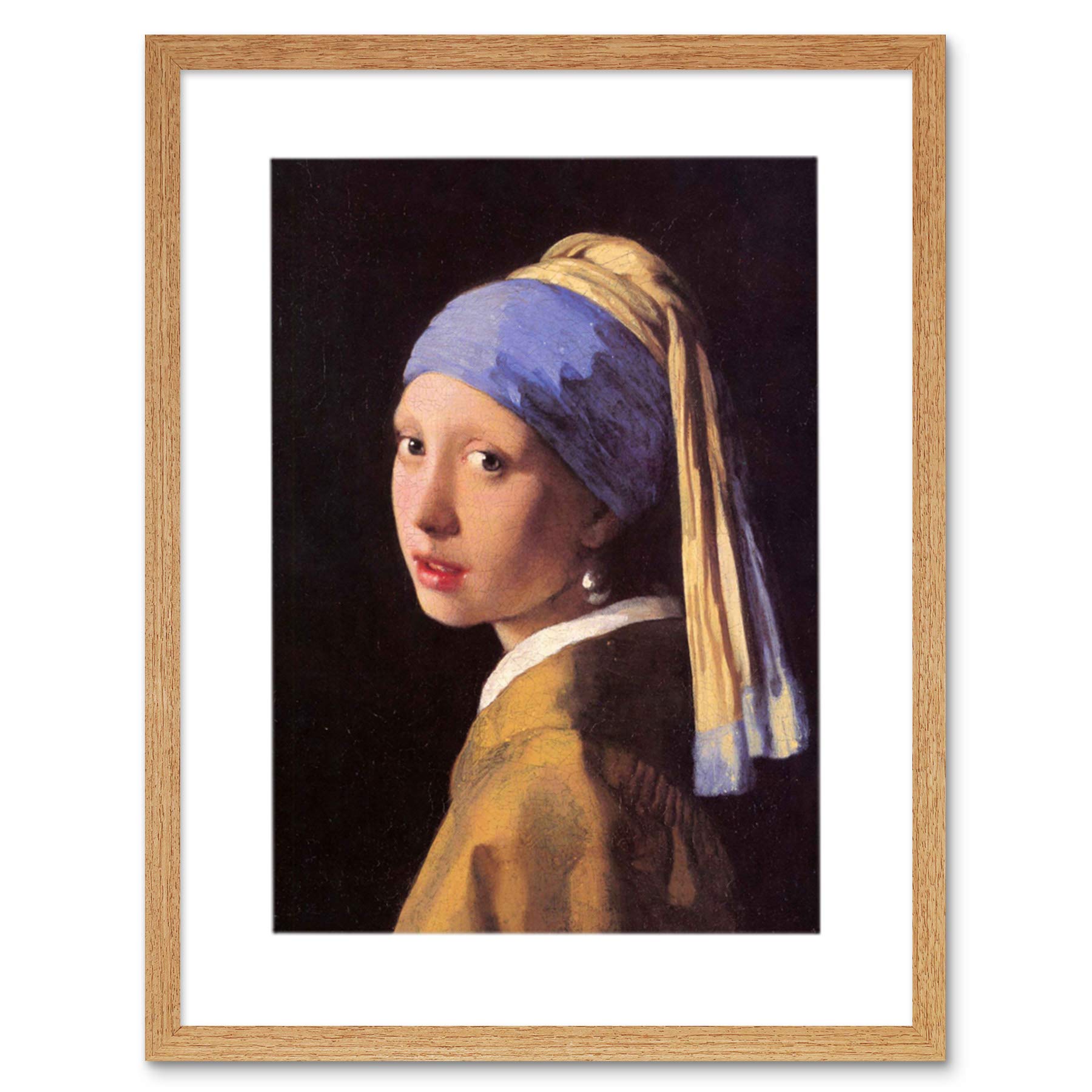 Vermeer Girl with a Pearl Earring Art Print - High-Quality Framed Painting Reproduction - 12x16 Inches - Perfect for Home Decor, Office, or Gift