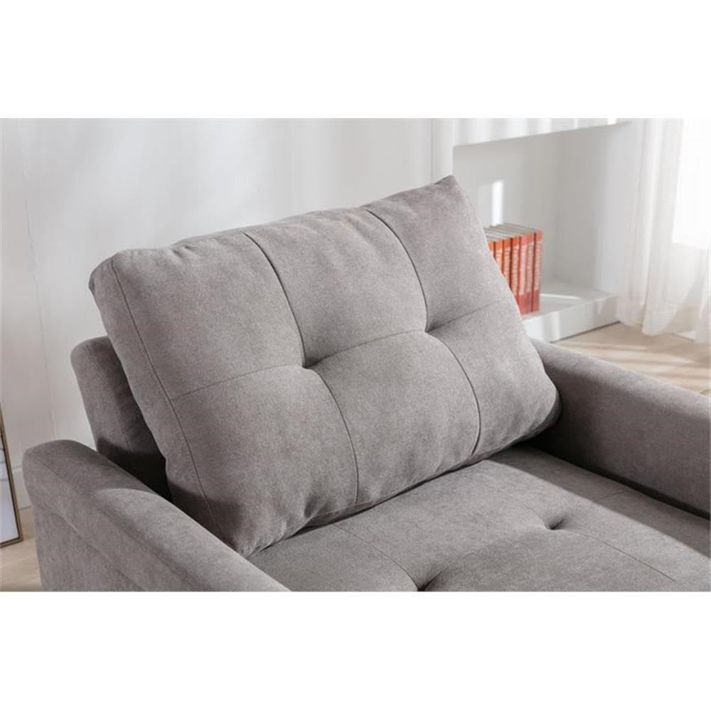BOWERY HILL Modern Gray Woven Fabric Convertible Armchair - Sleeper Sofa for Living Room, Bedroom & Small Spaces - Perfect for Apartments, Dorms & Guest Rooms