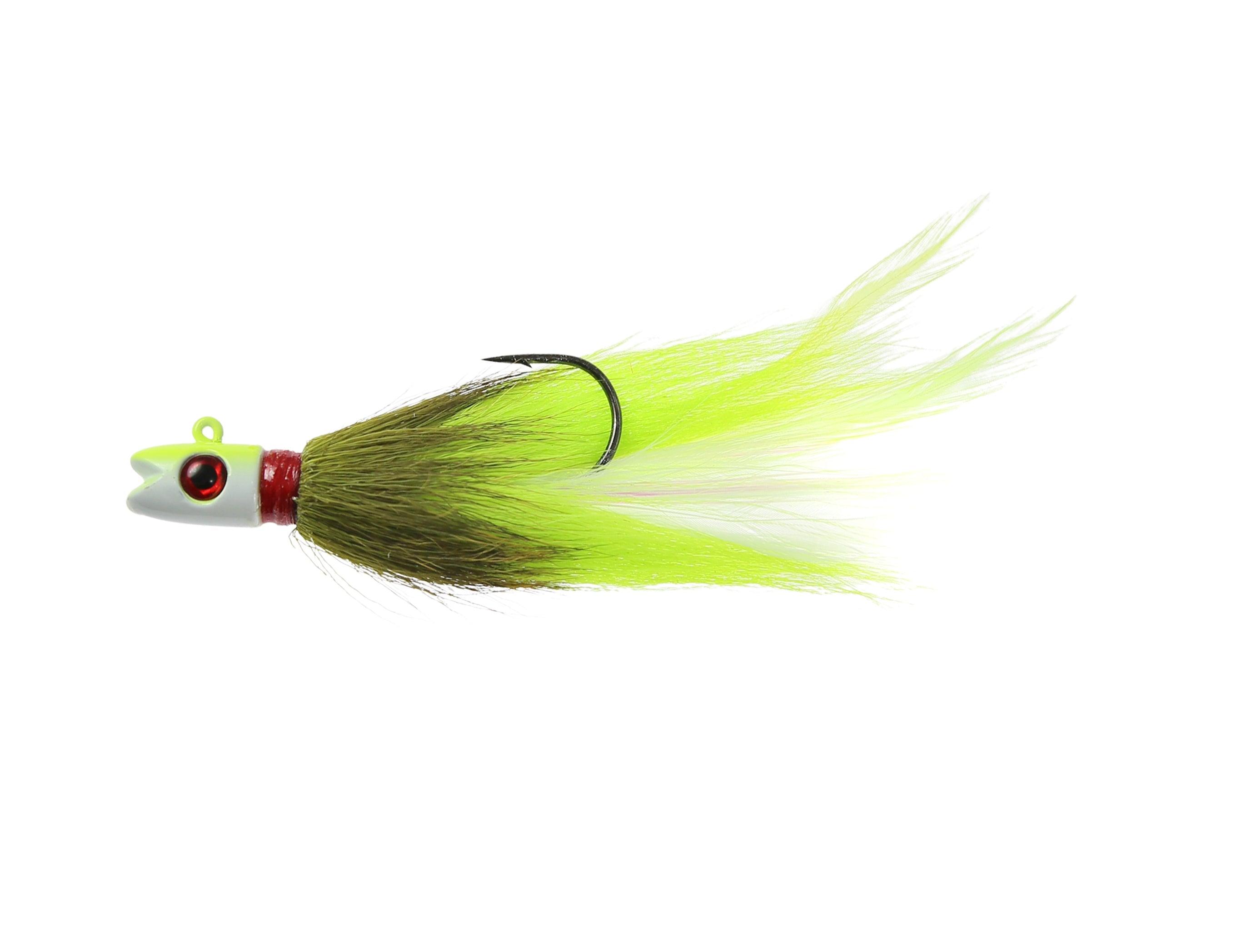 Jigging World Bass Candy Bucktail Jigs - Premium Saltwater Fishing Lures for Striped Bass, Fluke & Bluefish | Ideal for Surf Casting, Boat Fishing & Kayak Angling