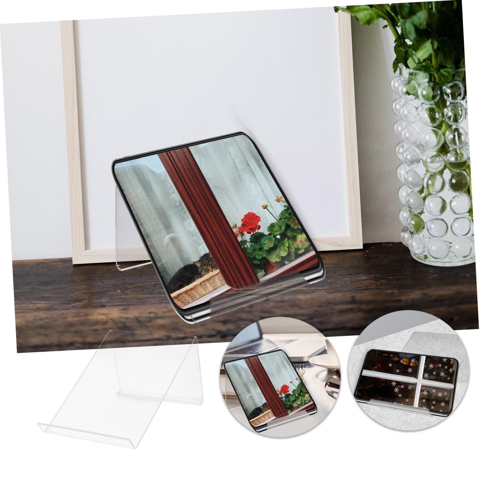 Clear Acrylic Phone Stand for Desk - Universal Cell Phone Holder for iPhone, Samsung & More - Stylish Office Desk Accessory for Women & Men - Perfect for Work, Home & Video Calls