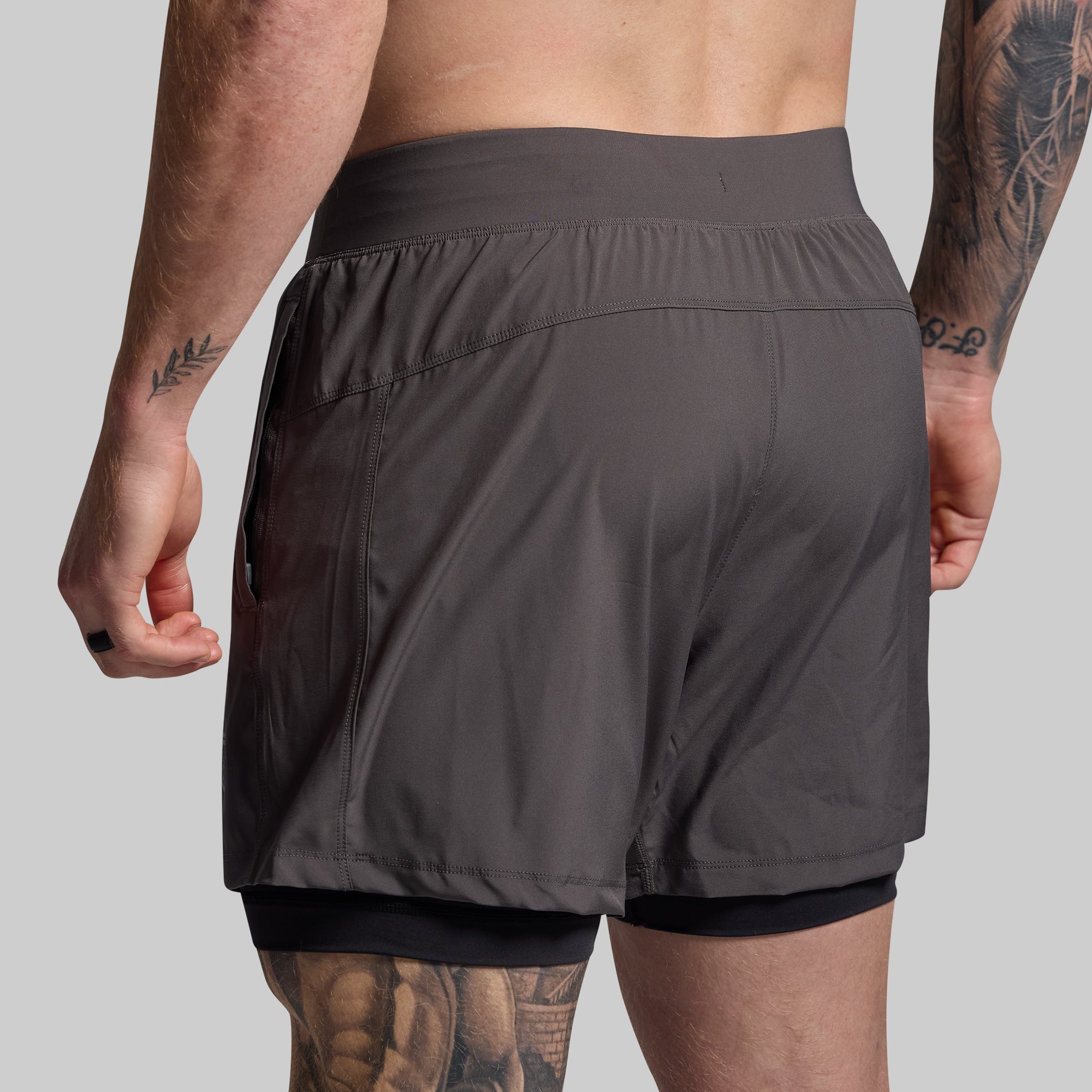 Versatile Men's Compression Shorts with 5-Inch Inseam - Gunmetal Gray for Running, Gym & Workout - Moisture-Wicking & Breathable Activewear
