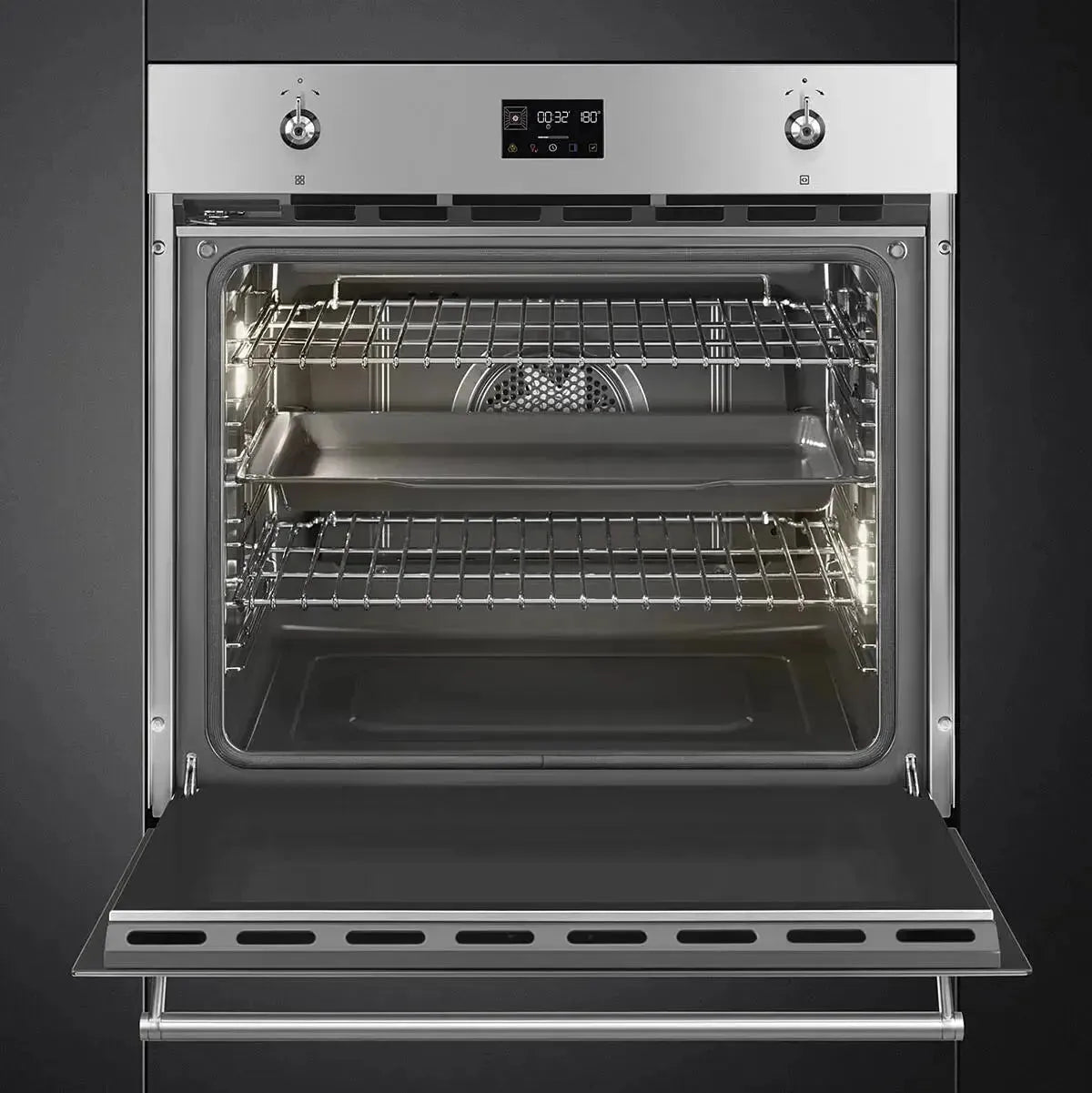 Smeg 76cm Classic Pyrolytic Steam Oven with Temperature Probe - Stainless Steel Built-in Oven for Professional Baking & Healthy Cooking | Perfect for Home Chefs & Modern Kitchens