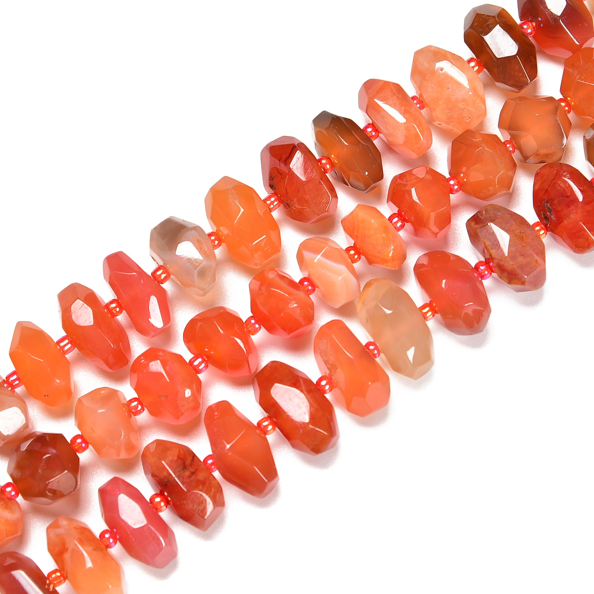 Natural Carnelian Faceted Nugget Beads - 15mm Gemstone Beads for Jewelry Making - 15.5 Inch Strand - DIY Necklace, Bracelet & Earrings - Healing Crystal Beads for Spiritual Crafts & Boho Fashion
