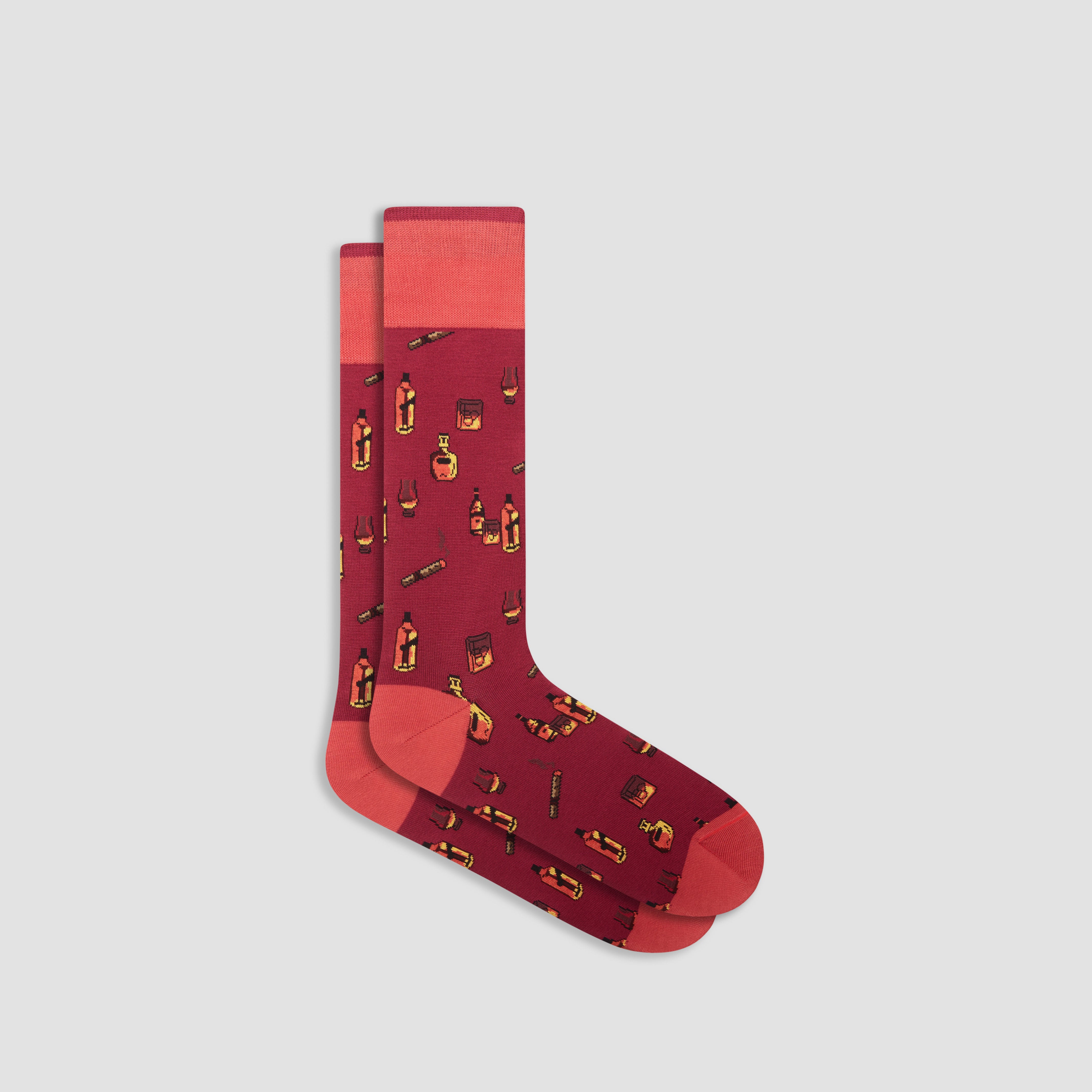 Premium Cigar Bar Mid Calf Socks for Men - Breathable Cotton Blend Dress Socks - Perfect for Business, Casual Wear & Gift Giving