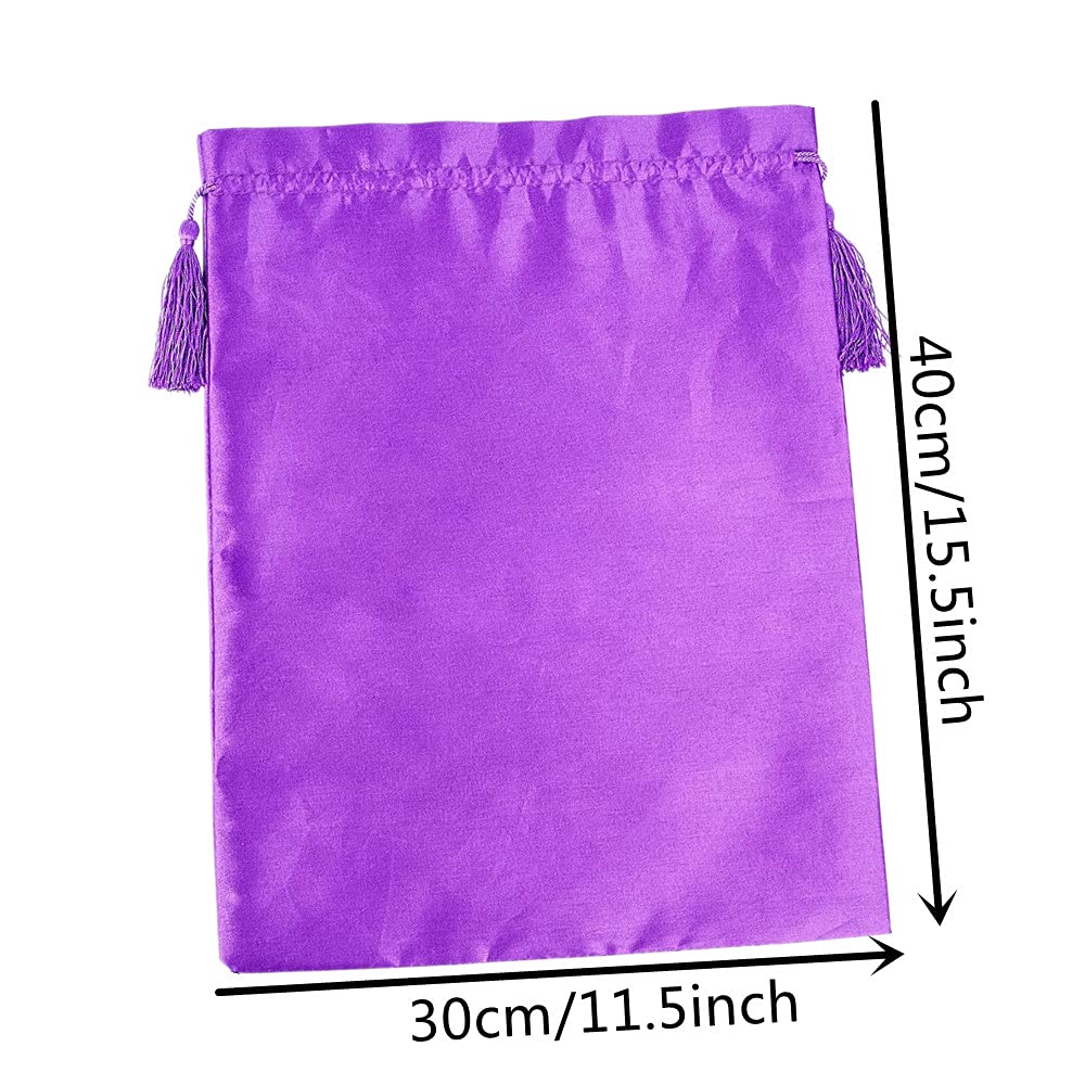10 Pack Purple Satin Wig Bags with Drawstring & Tassels - Silk Hair Storage Bags for Wigs, Hair Extensions & Bundles - Travel Organizer for Salon, Cosplay & Protective Hairstyles