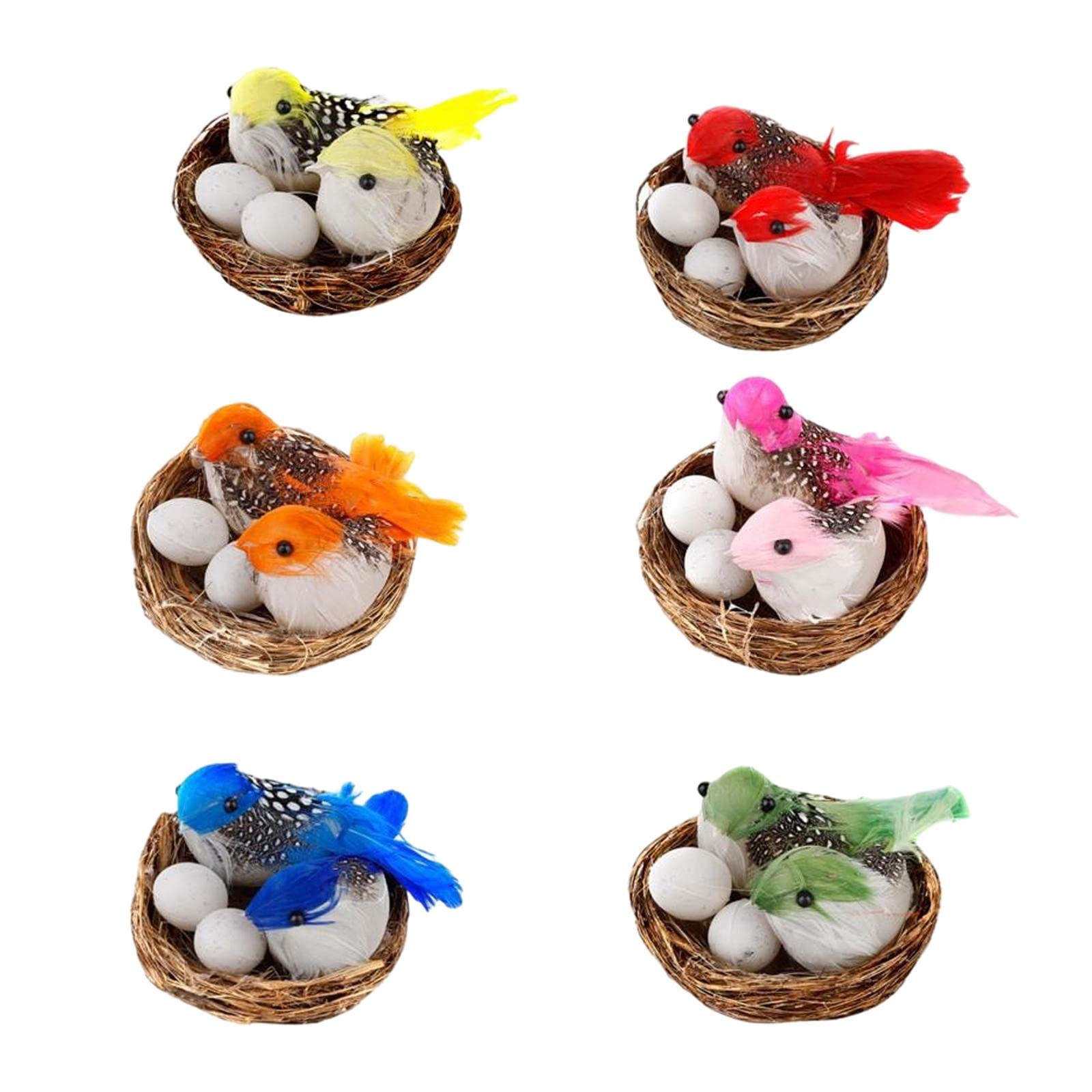 FAKEME 6X Realistic Artificial Bird Nest with Eggs - Home Garden Decor, Easter Party Decoration, DIY Craft for Tree Branches - Perfect for Spring Decor, Wedding Centerpieces & Nature-Themed Displays