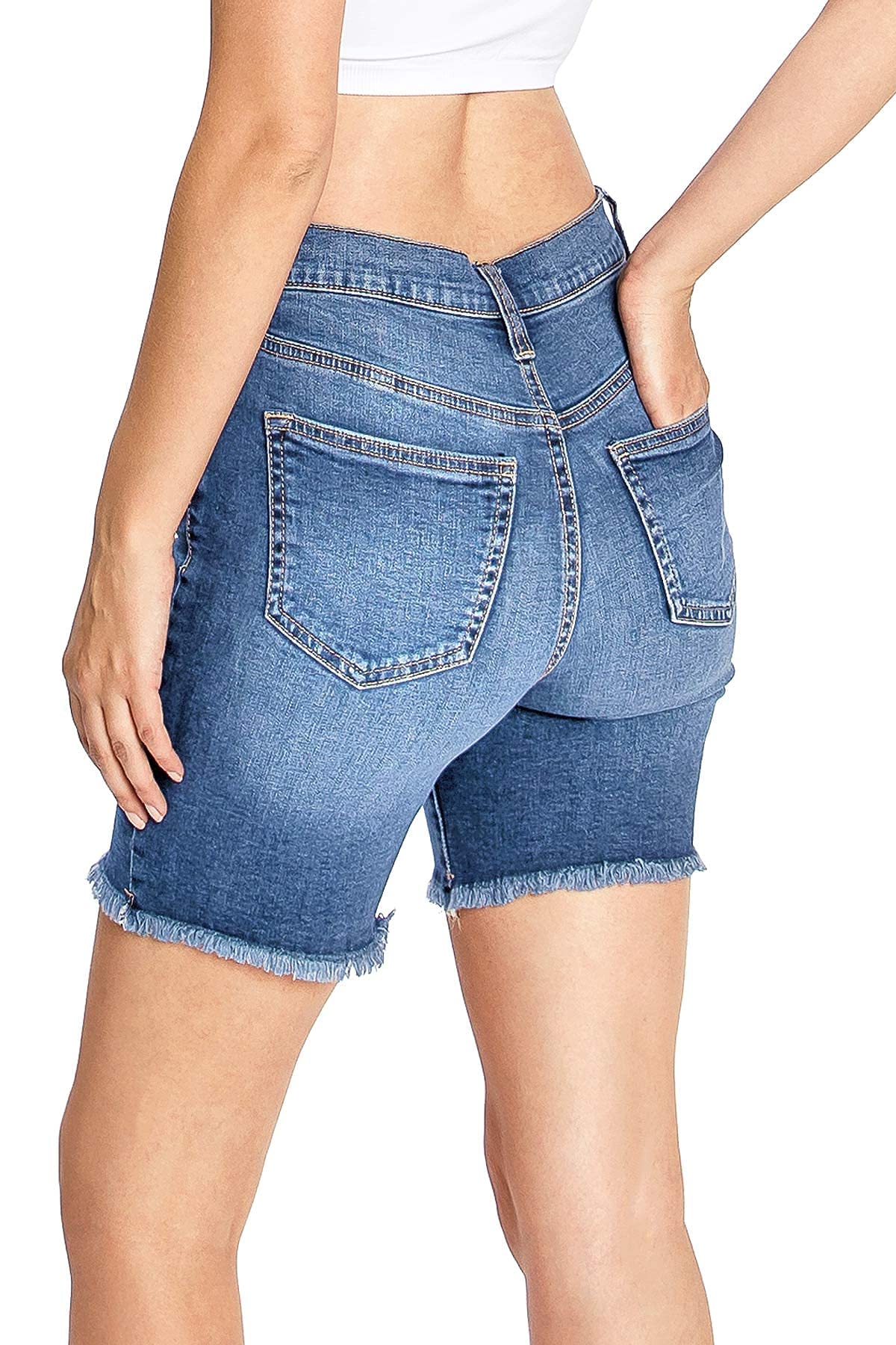 Celebrity Pink Women's High Rise Bermuda Jean Shorts | Trendy Denim Shorts for Juniors | Perfect for Summer, Beach & Casual Outfits