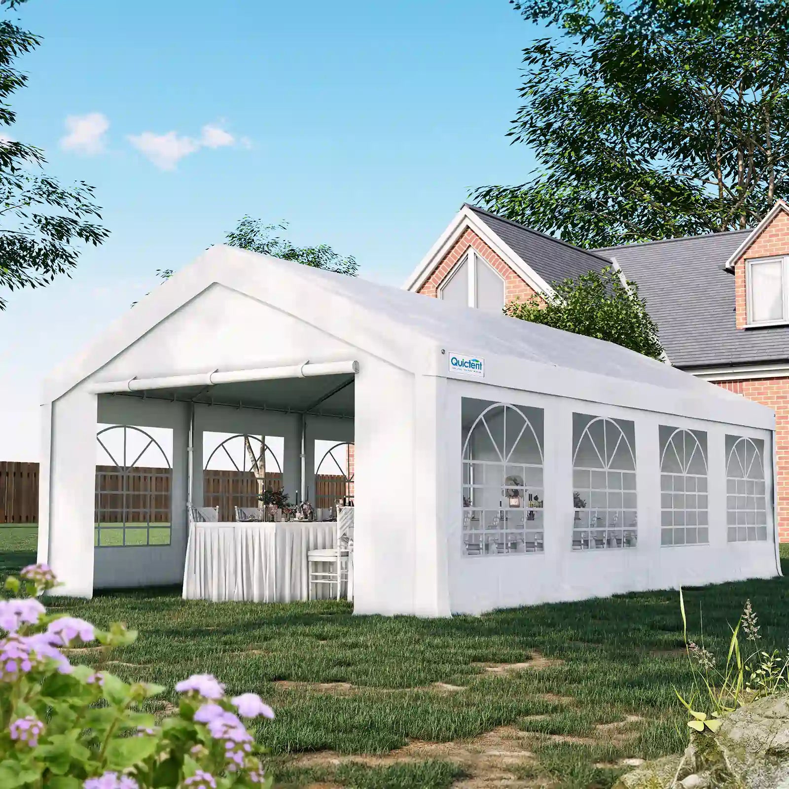 10' x 30' White Party Tent - Waterproof Outdoor Canopy for Weddings, Picnics & Backyard Events - Heavy Duty Frame with UV Protection