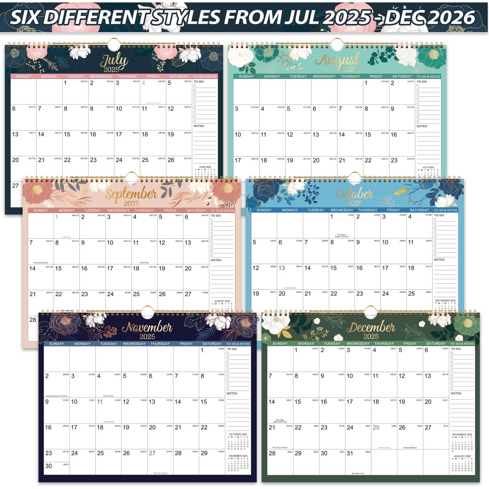 2025-2026 Wall Calendar with Large Blocks - 18-Month Planner from July 2025 to December 2026, 14.6