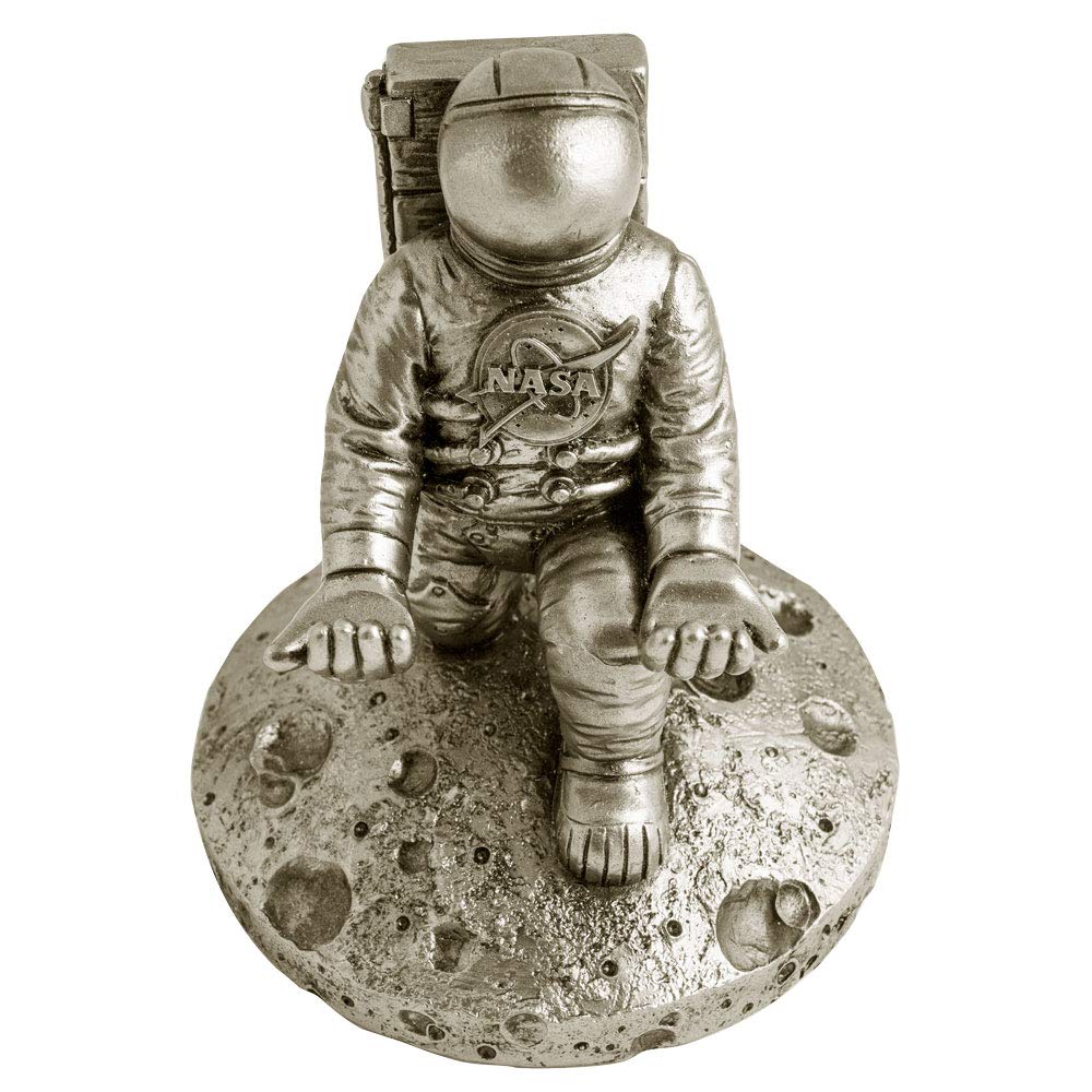 NASA Astronaut Pen Stand & Phone Holder - Vintage Pewter Desk Organizer for Office & Home - Perfect for Work, Study & Space-Themed Decor