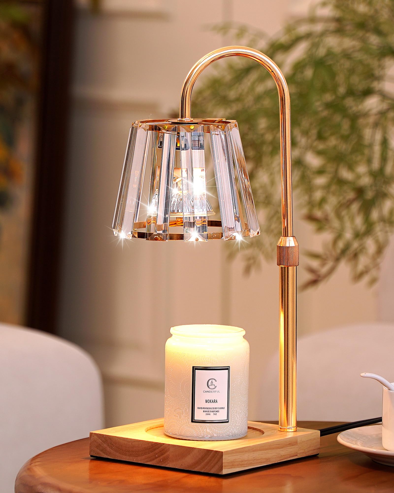 Dimmable Candle Warmer Lamp with Timer & Adjustable Height - 3 Warm Bulbs for Jar Candles | Crystal Aroma Diffuser for Home Decor, Relaxation & Romantic Ambience | Perfect Gift for Housewarming, Spa Nights & Cozy Evenings