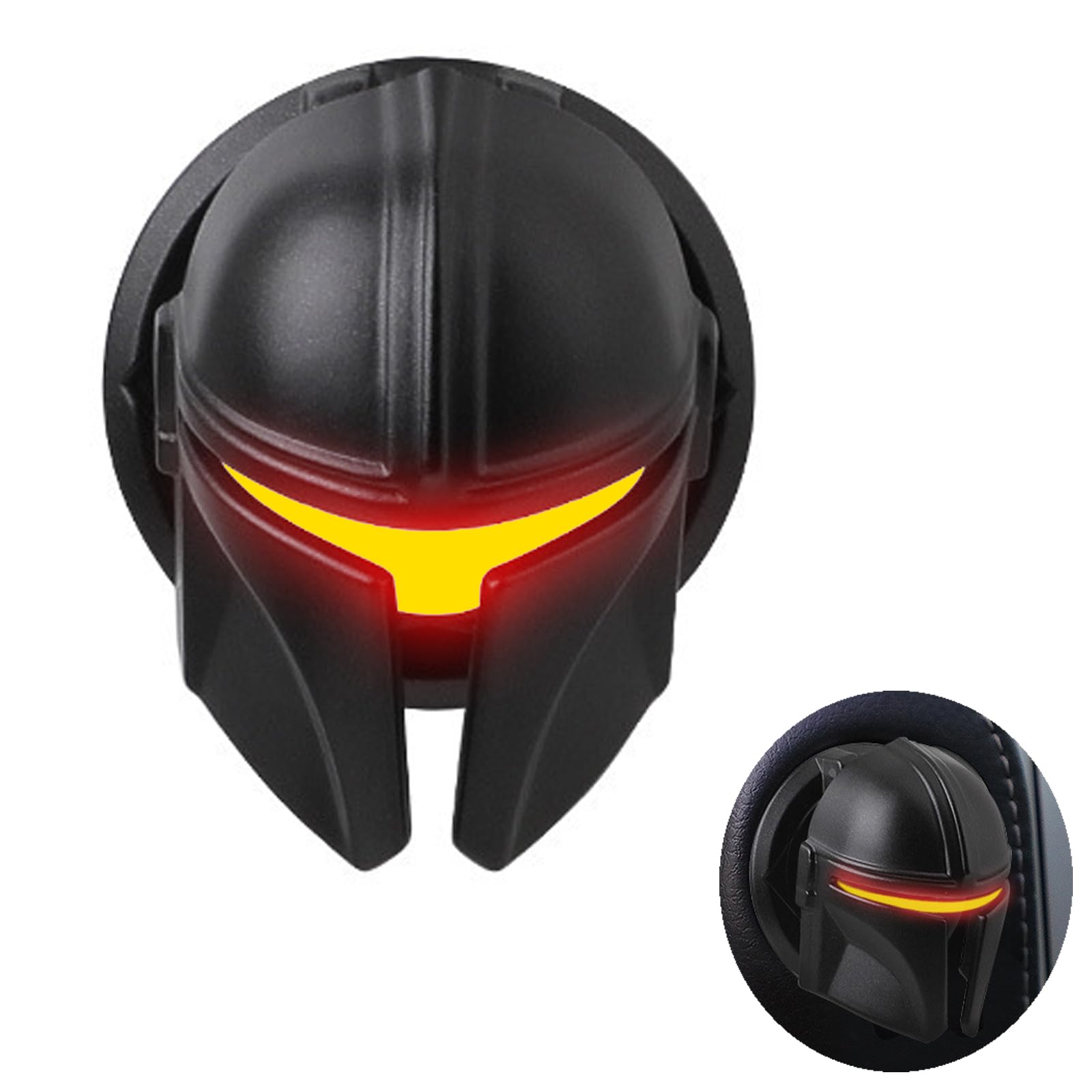 Star Wars The Mandalorian Car Push Start Button Cover - Universal Anti-Scratch Engine Ignition Switch Decoration Ring for Cars (Mando Design) - Perfect for Star Wars Fans & Custom Car Accessories