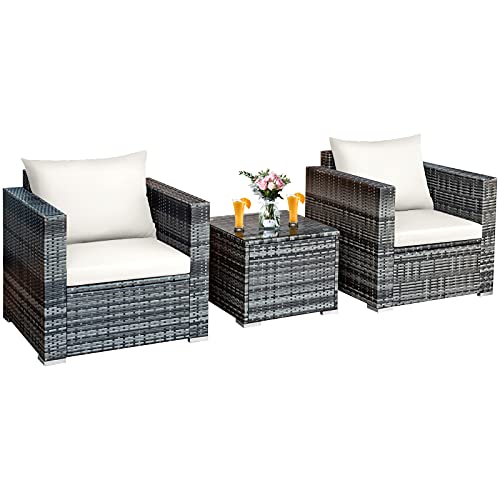Mix Grey Rattan With White Cushion