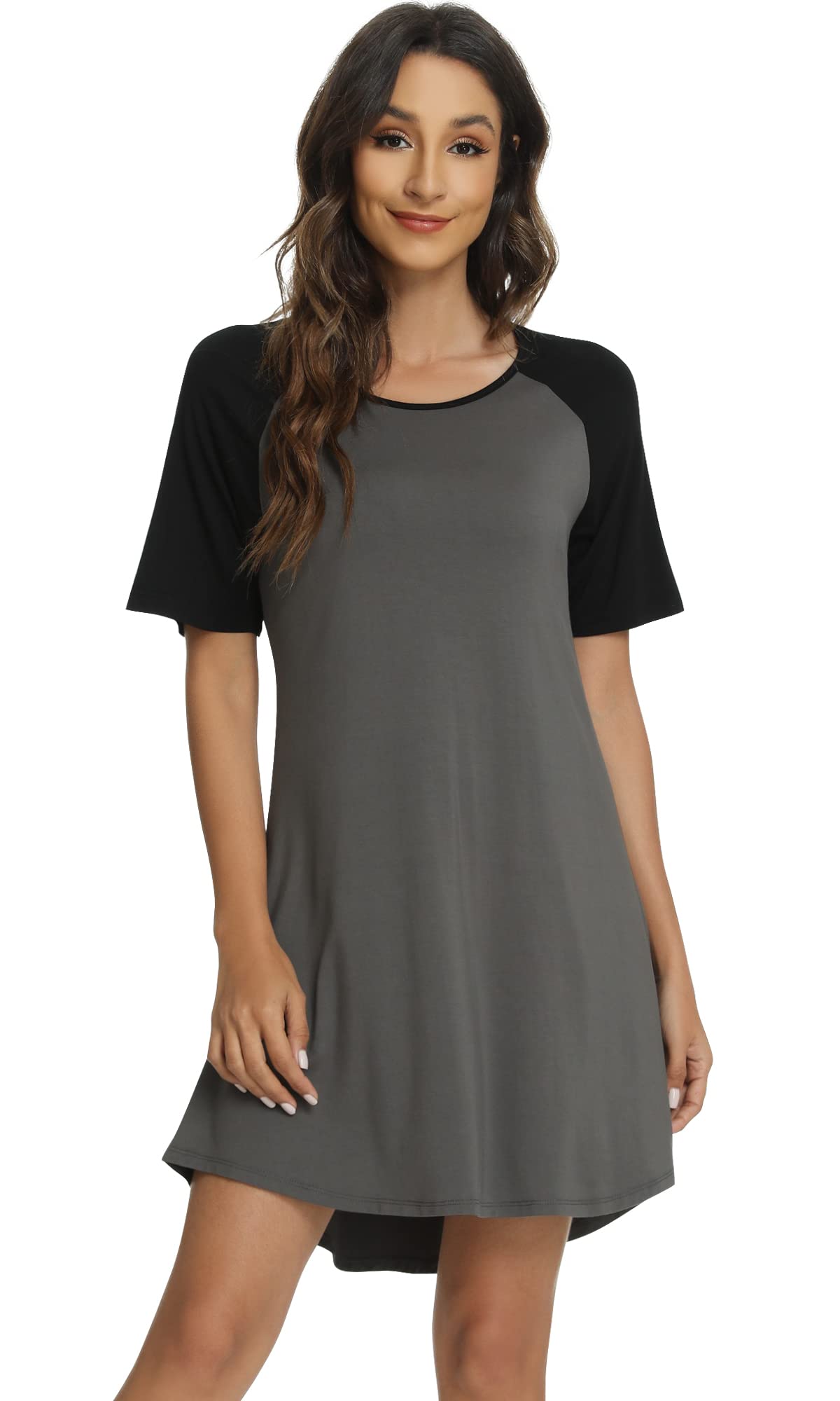 WiWi Women's Bamboo Viscose Nightgown - Lightweight Short Sleeve Sleep Shirt, Soft & Breathable Summer Nightwear (Sizes S-XXL) | Perfect for Lounging, Sleeping & Relaxing at Home